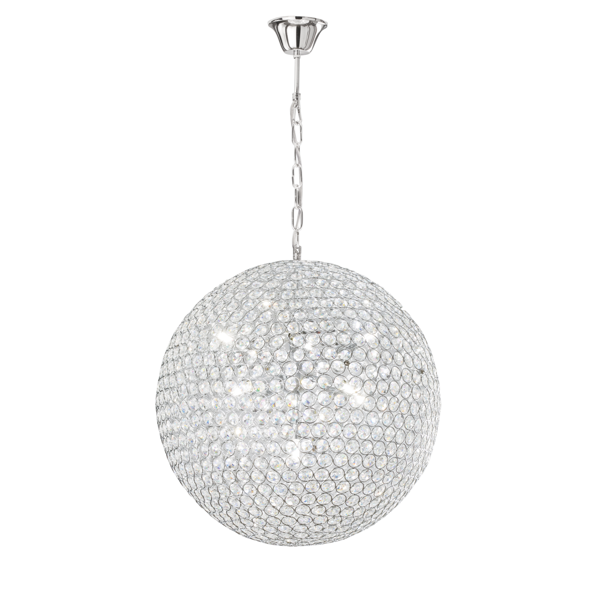 PLANET pendant in chrome metal and crystals Ø50 cm - Luce Ambiente e Design