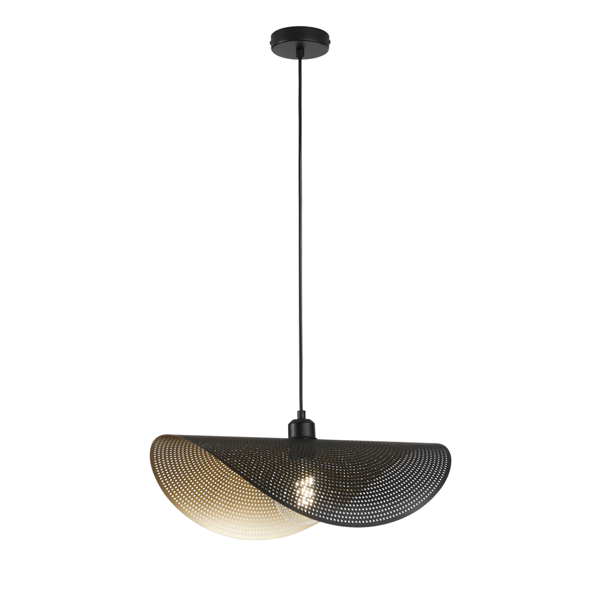 RHEI-DOT pendant in perforated black metal single panel 50 cm - Luce Ambiente e Design