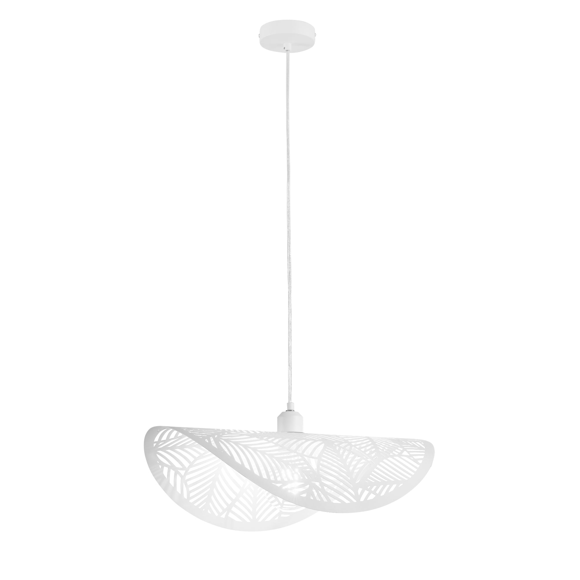 RHEI-LEAF pendant in perforated white metal single panel 50 cm - Luce Ambiente e Design