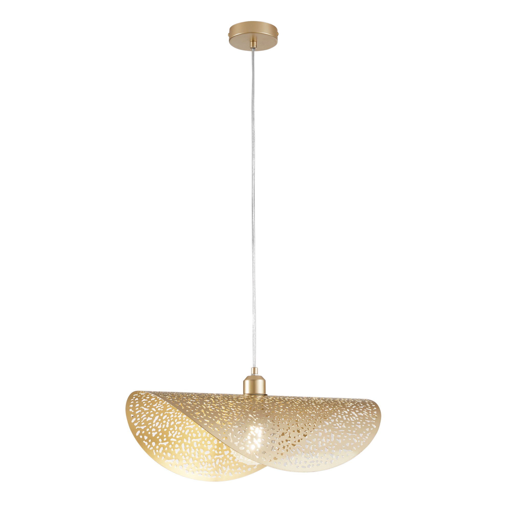RHEI-TARA pendant in perforated gold metal single panel 50 cm - Luce Ambiente e Design