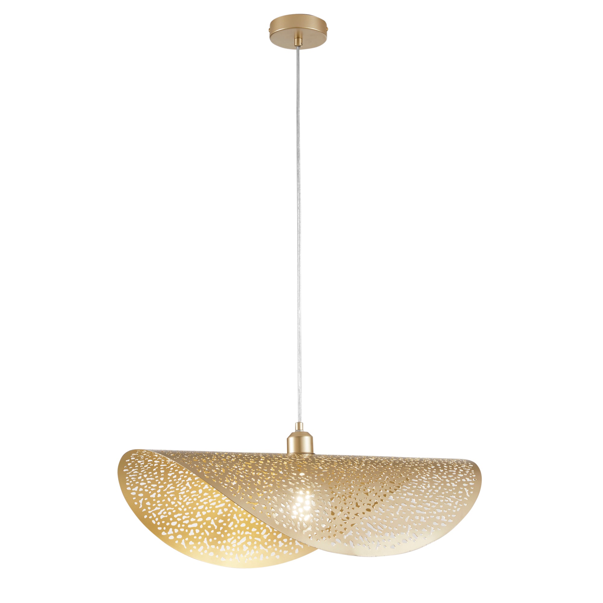 RHEI-TARA pendant in perforated gold metal single panel 60 cm - Luce Ambiente e Design