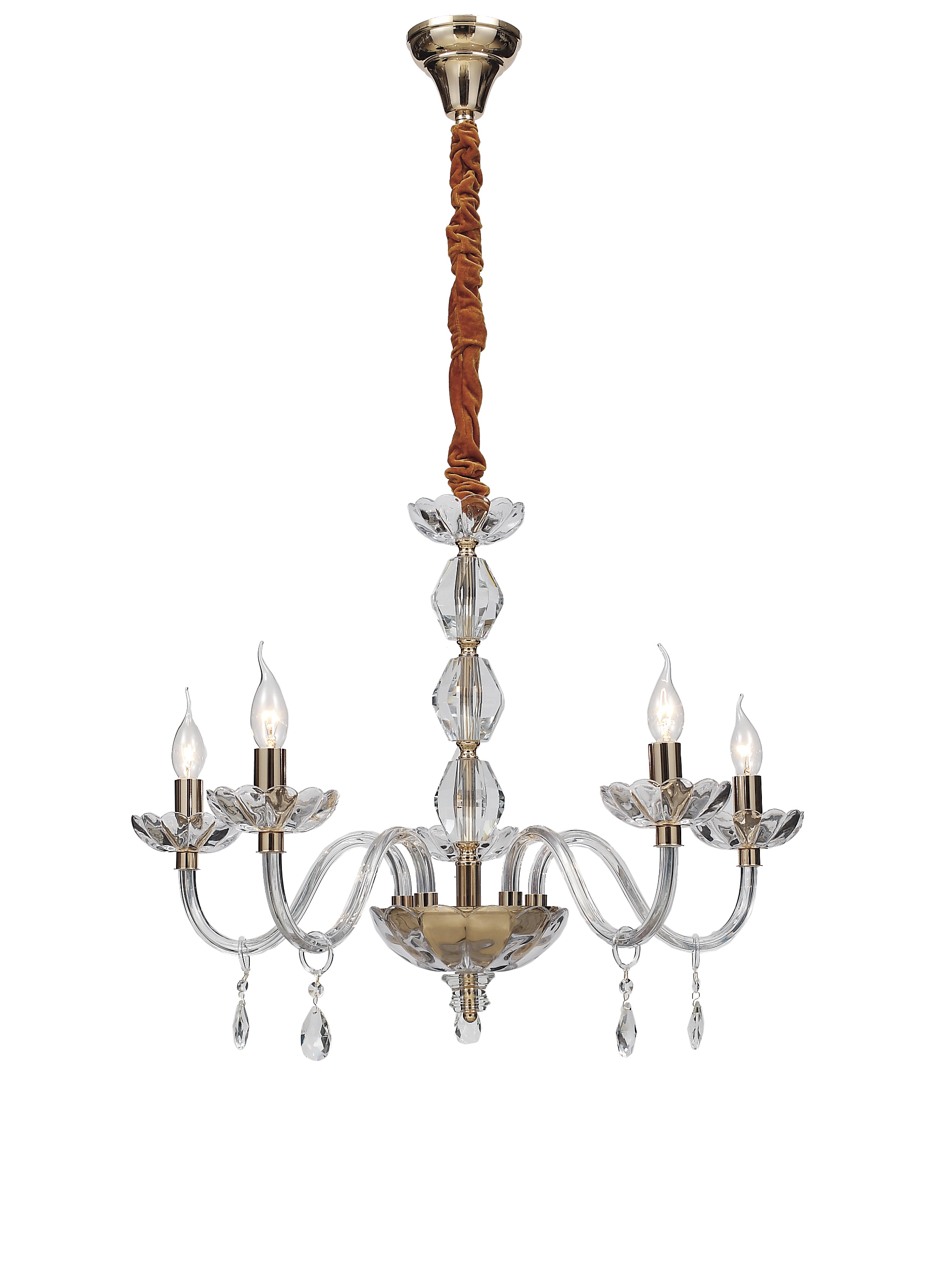 RIFLESSO 5-light crystal chandelier with gold details - Luce Ambiente e Design