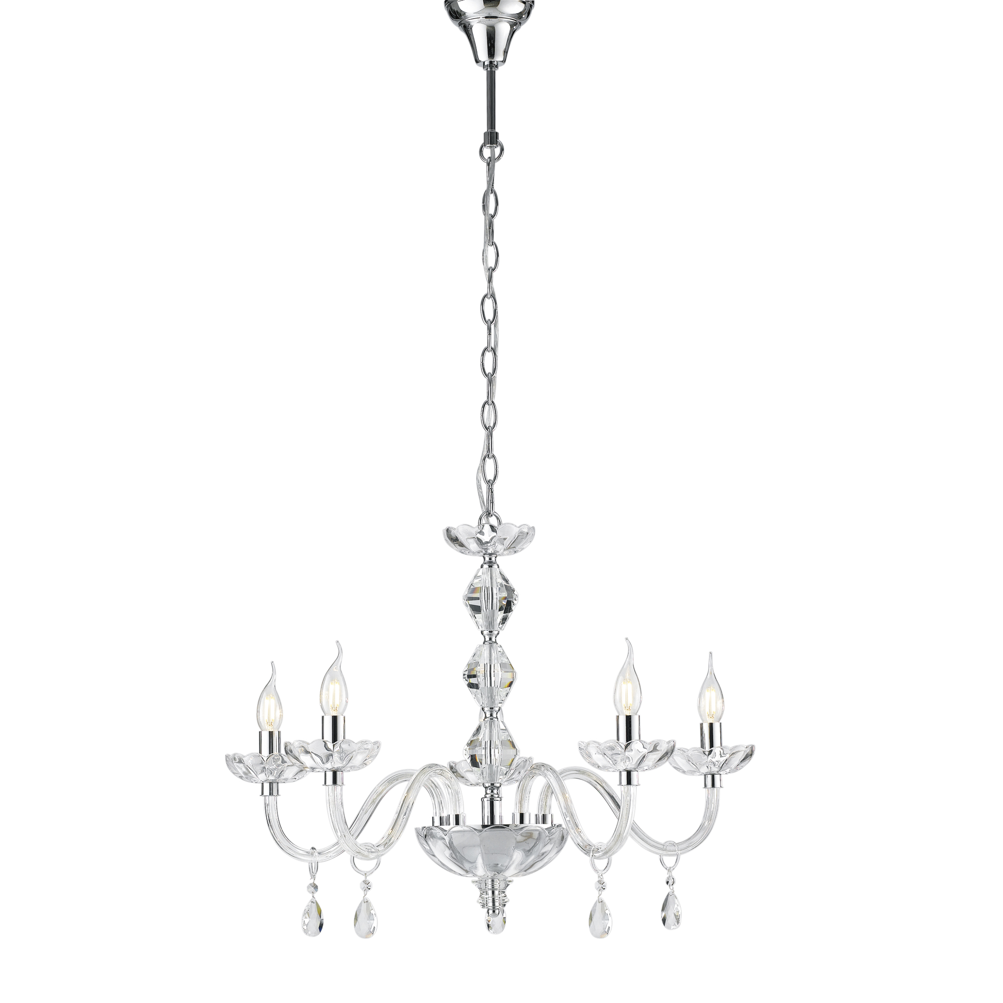 RIFLESSO 5-light crystal chandelier with chrome details - Luce Ambiente e Design