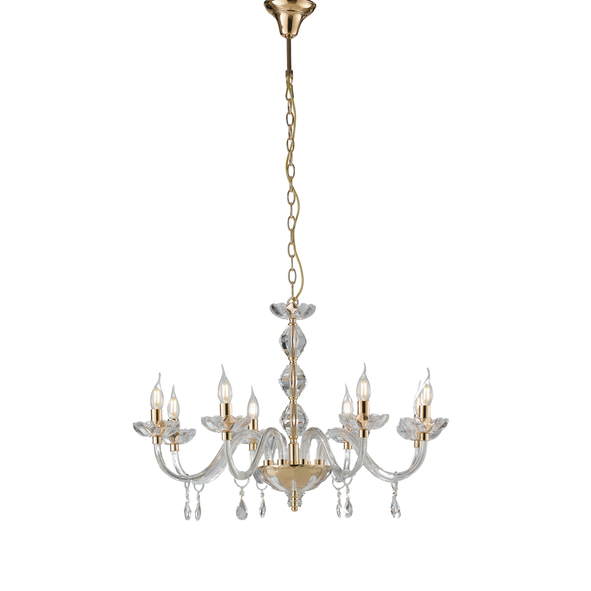 RIFLESSO 8-light crystal chandelier with gold details - Luce Ambiente e Design