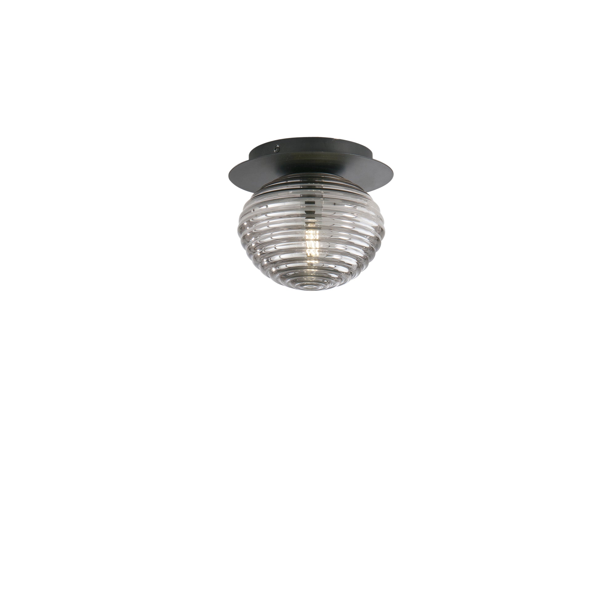 RIPPLE ceiling light in black metal with smoked glass diffuser Ø 20 cm - Luce Ambiente e Design
