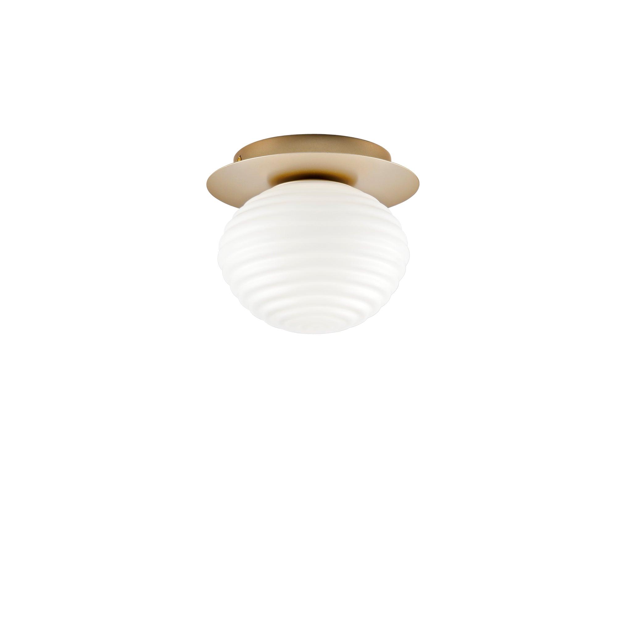 RIPPLE ceiling light in gold metal with white glass diffuser Ø 20 cm - Luce Ambiente e Design