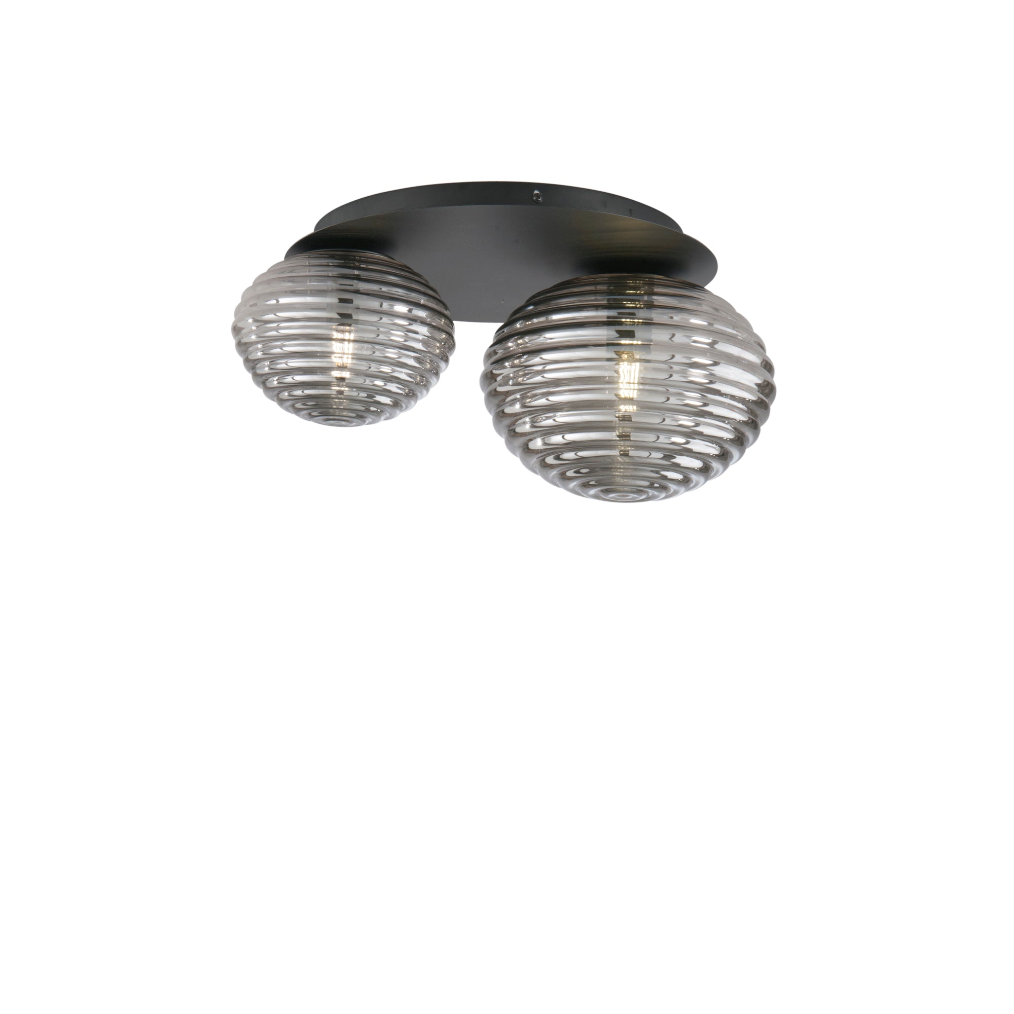 RIPPLE ceiling light in black metal with 2 smoked glass diffusers - Luce Ambiente e Design