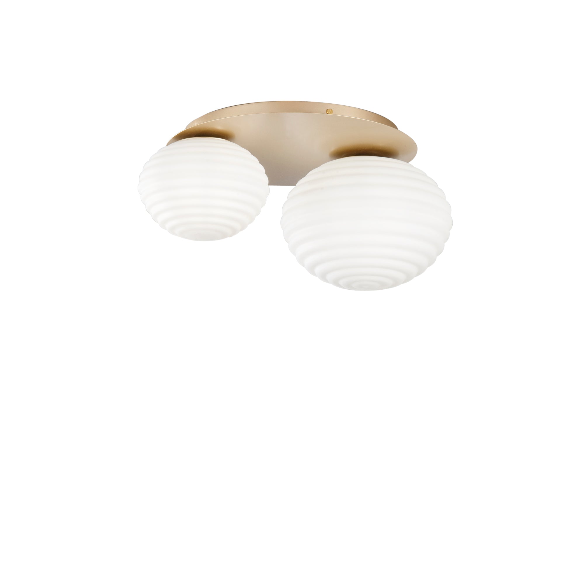 RIPPLE ceiling light in gold metal with 2 white glass diffusers - Luce Ambiente e Design