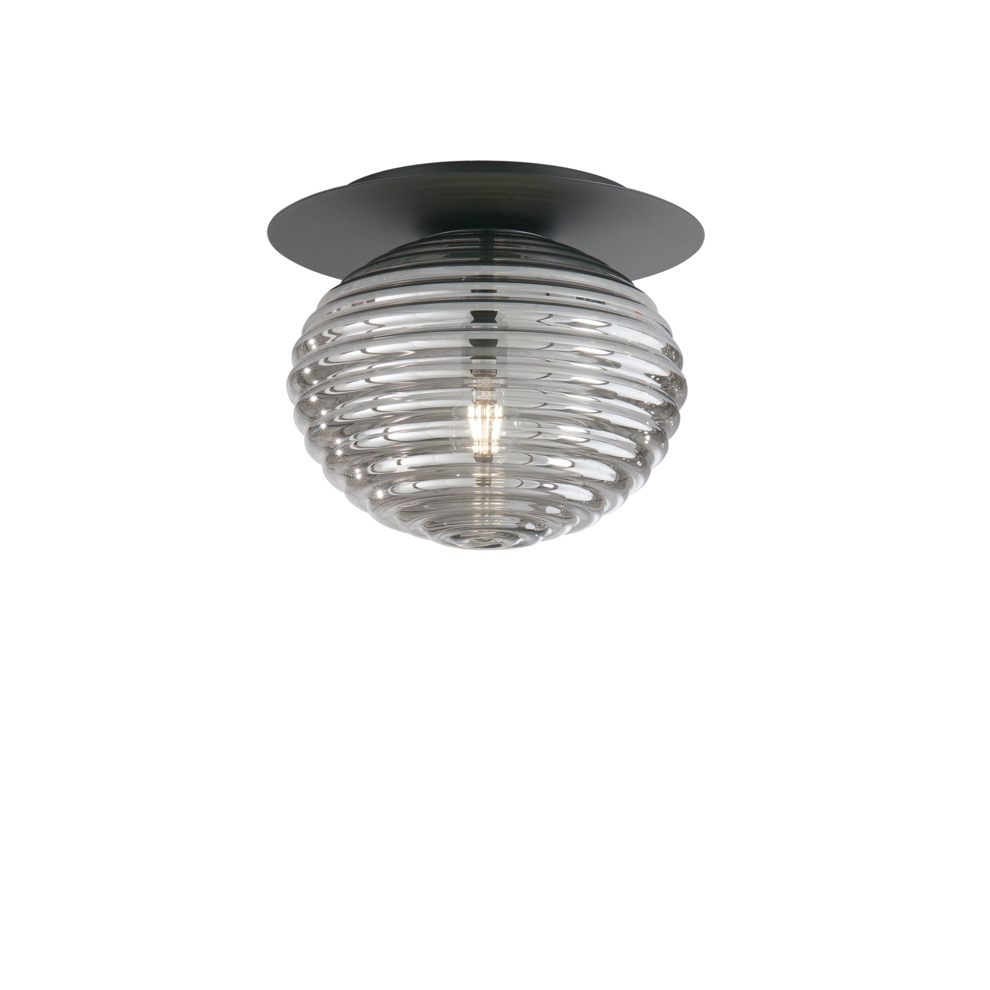 RIPPLE ceiling light in black metal with glass diffuser Ø 35 cm - Luce Ambiente e Design