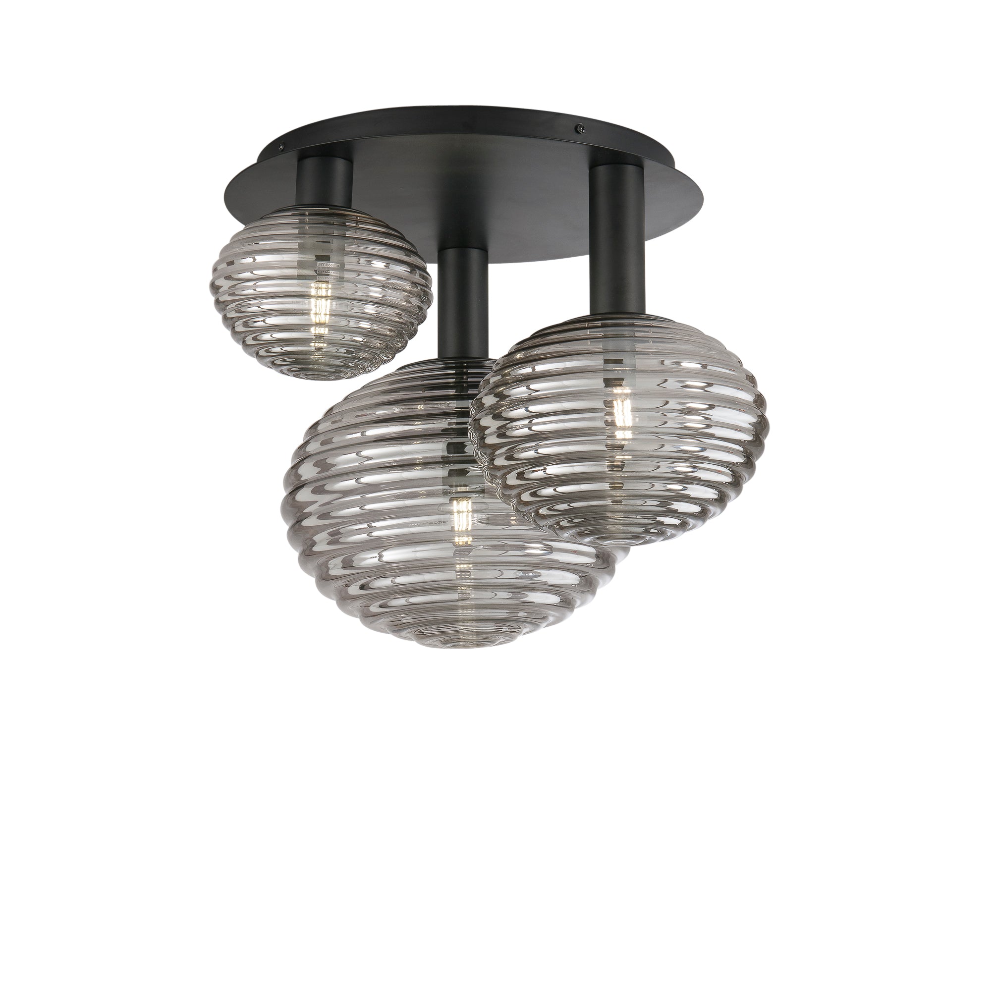 RIPPLE ceiling light in black metal with 3 glass diffusers - Luce Ambiente e Design