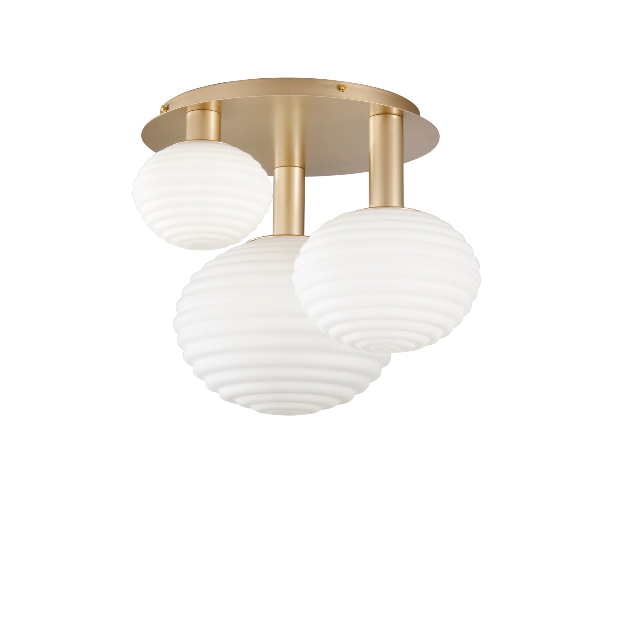 RIPPLE ceiling light in gold metal with 3 glass diffusers - Luce Ambiente e Design