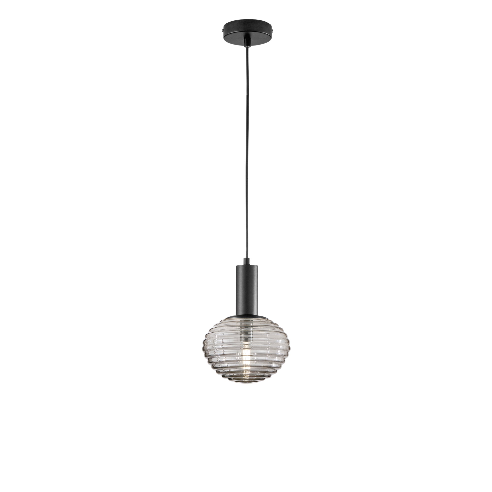 RIPPLE pendant in black metal and smoked glass 1 light Ø18 cm - Luce Ambiente e Design