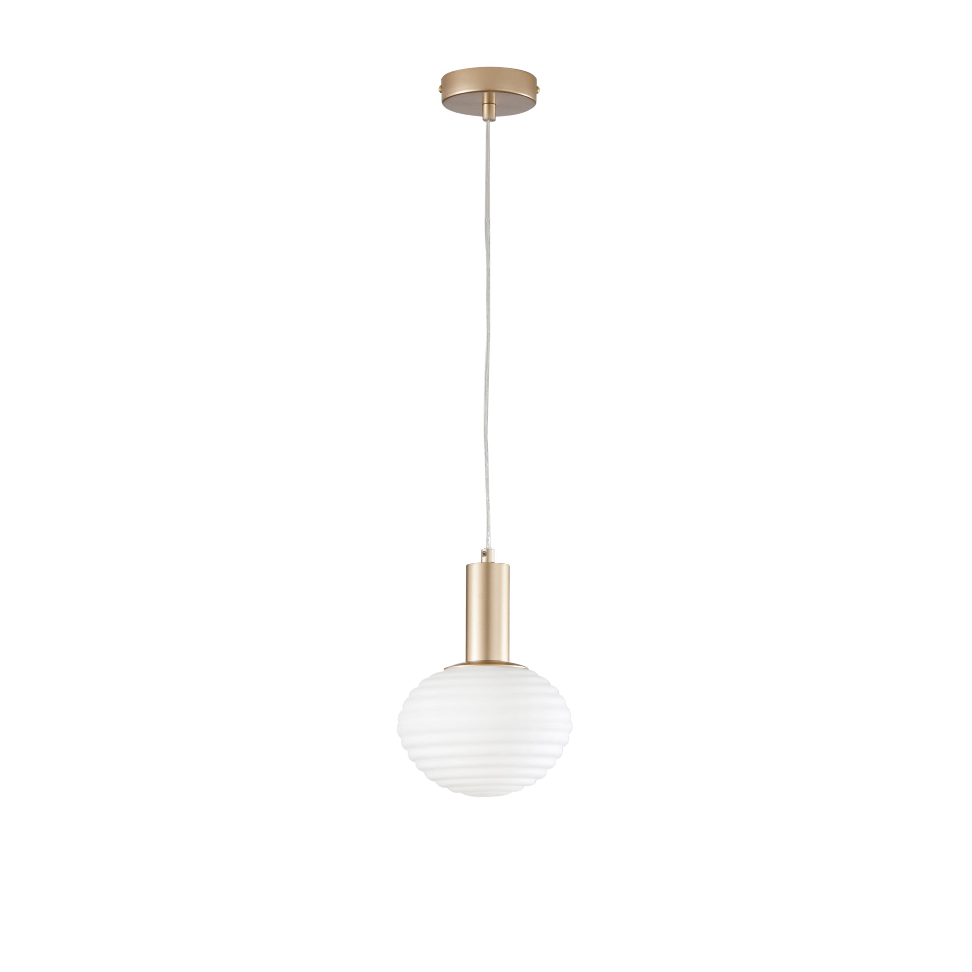 RIPPLE pendant in gold metal and white glass 1 light Ø18 cm - Luce Ambiente e Design
