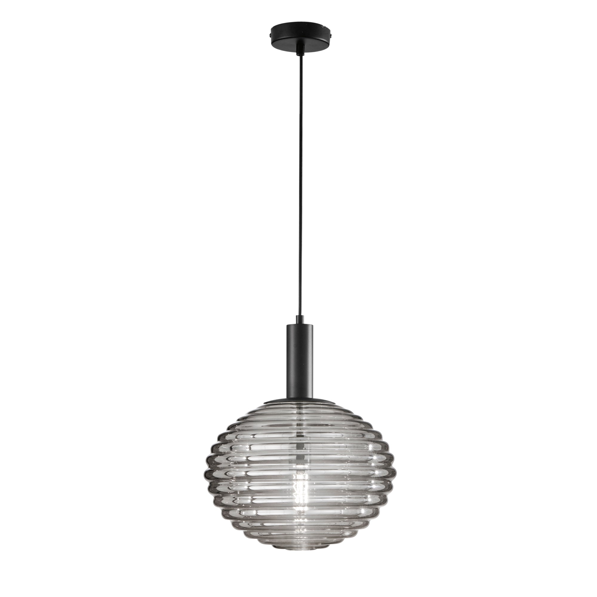RIPPLE pendant in black metal and smoked glass Ø32 cm - Luce Ambiente e Design