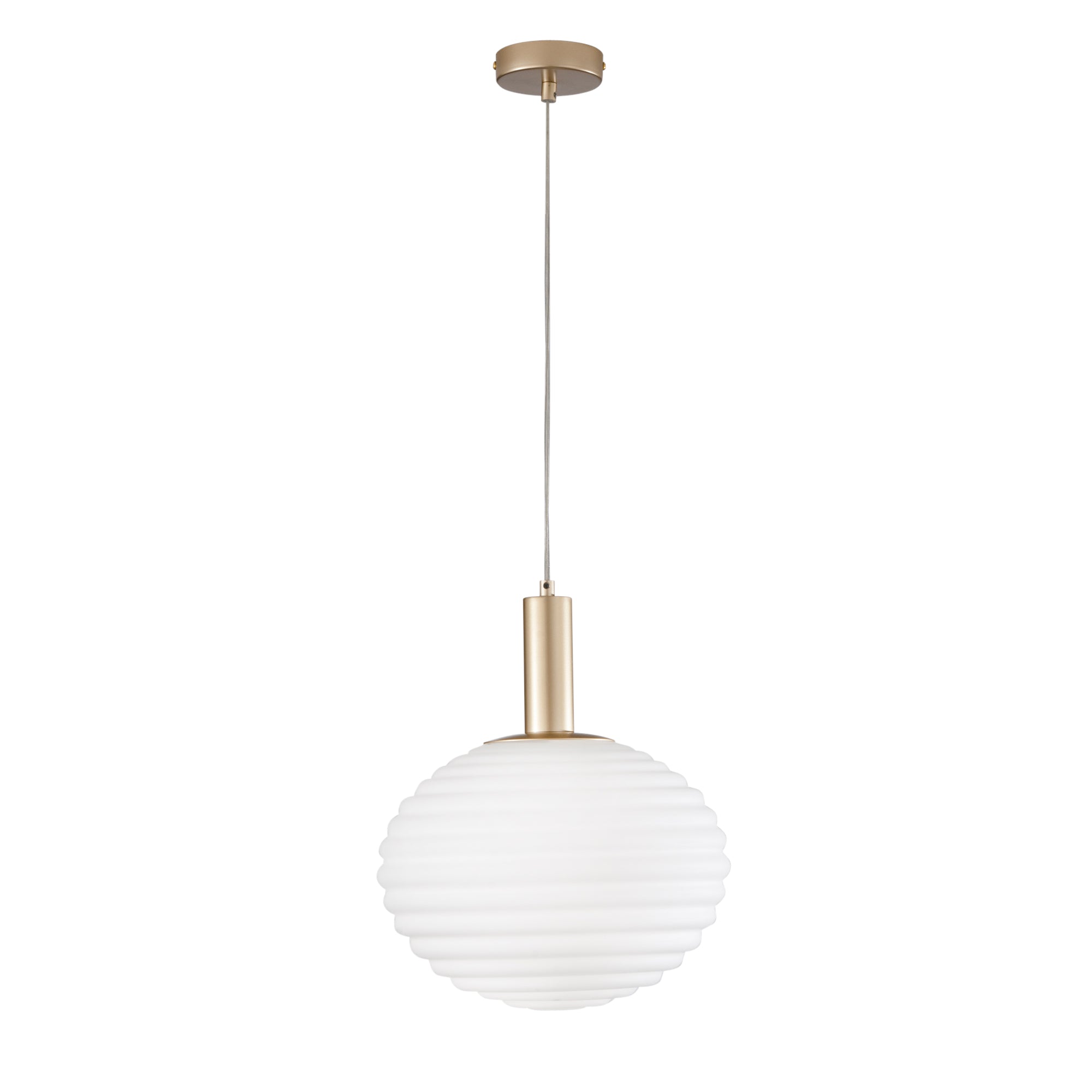 RIPPLE pendant in gold metal and white glass Ø32 cm - Luce Ambiente e Design
