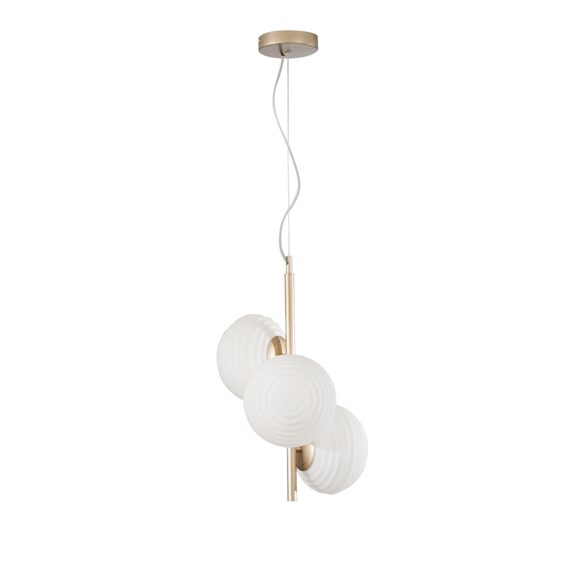 RIPPLE pendant in gold metal with 3 white glass diffusers - Luce Ambiente e Design