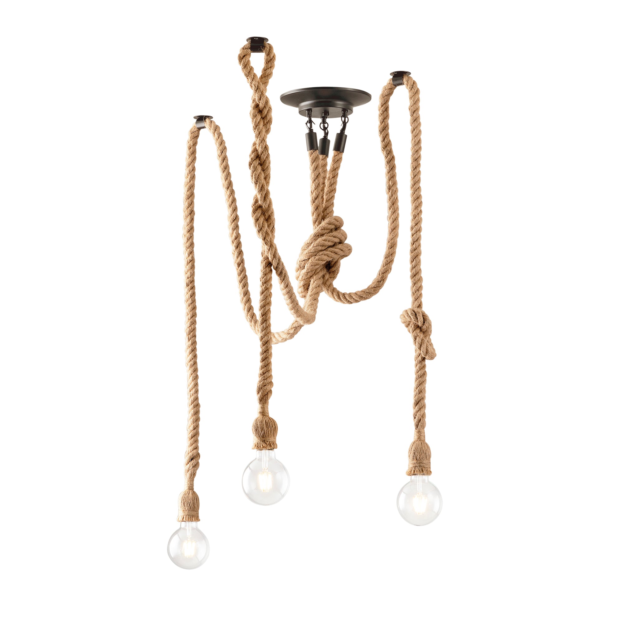 ROPE 3-light ceiling light in hemp and metal - Luce Ambiente e Design