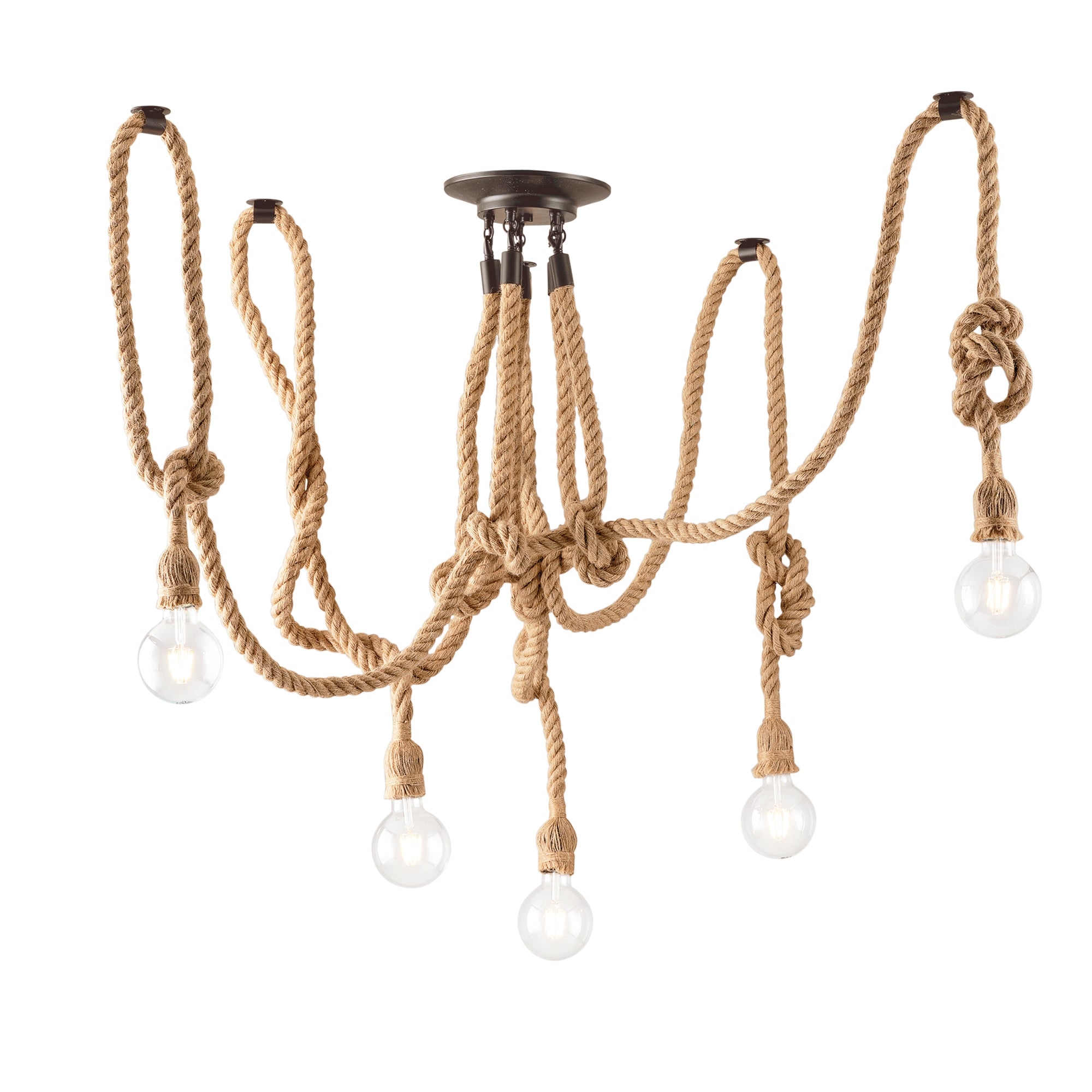 ROPE 5-light ceiling light in hemp and metal - Luce Ambiente e Design