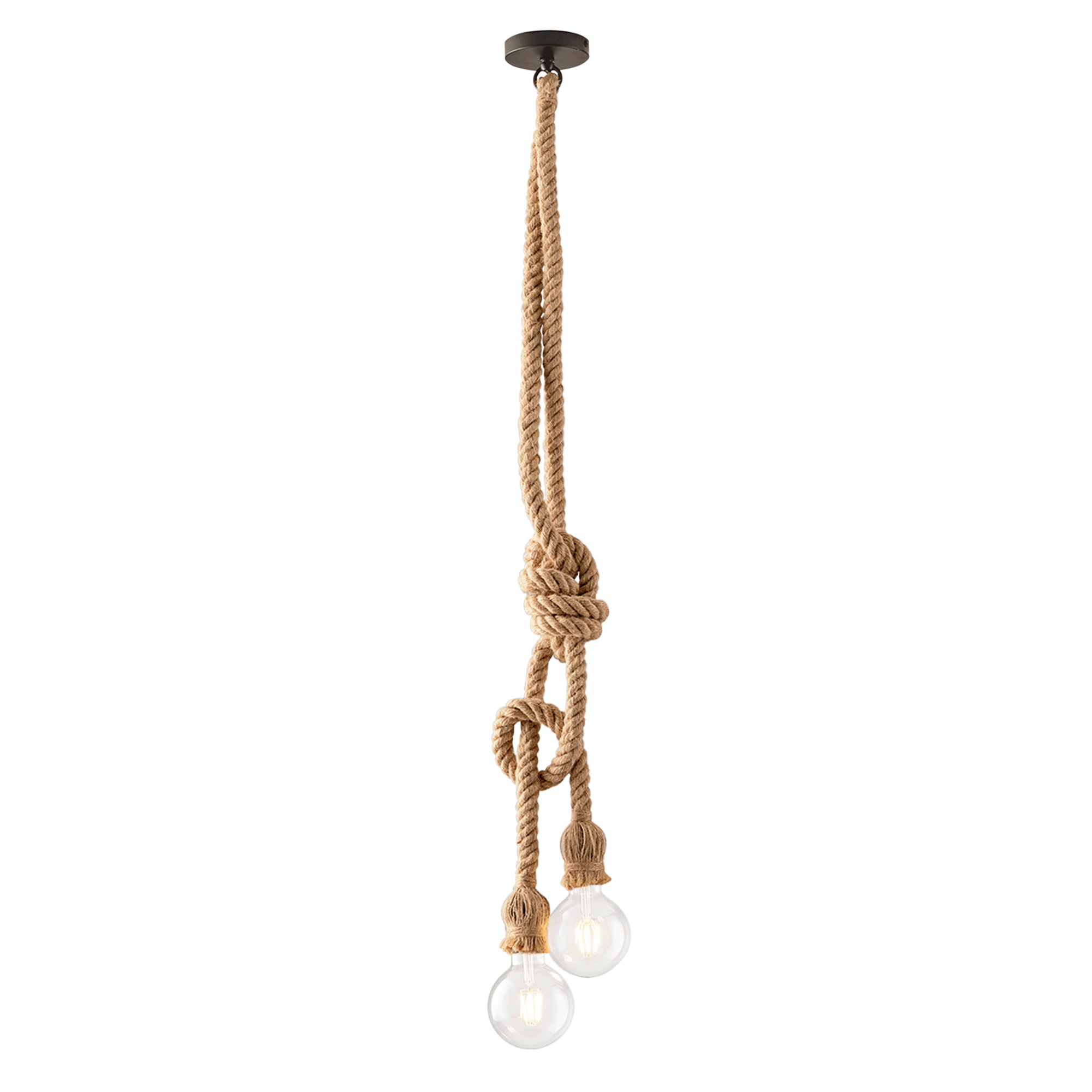 ROPE pendant 2 lights in hemp and metal - Luce Ambiente e Design