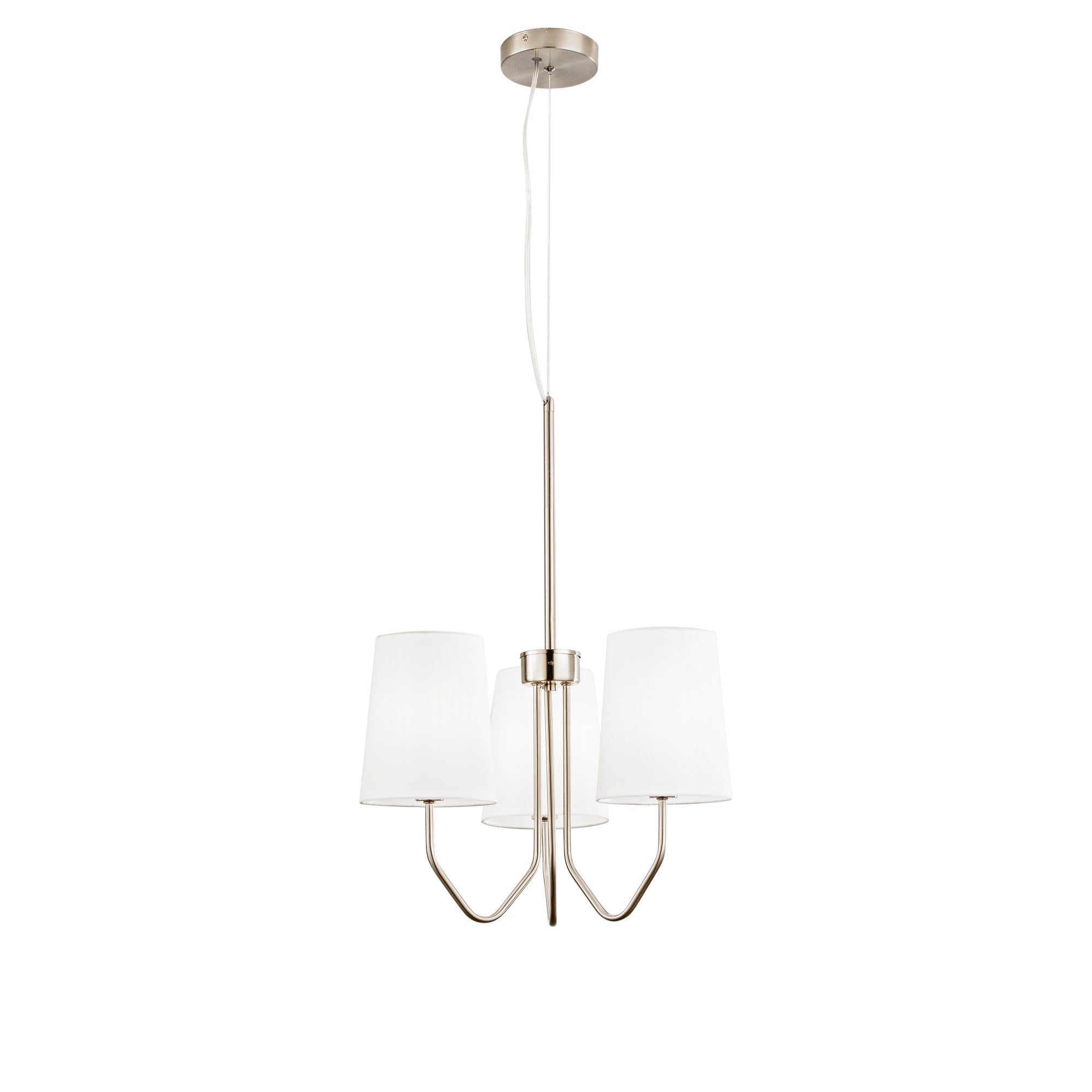 SALLY pendant 3 lights in nickel metal with white fabric shades - Luce Ambiente e Design
