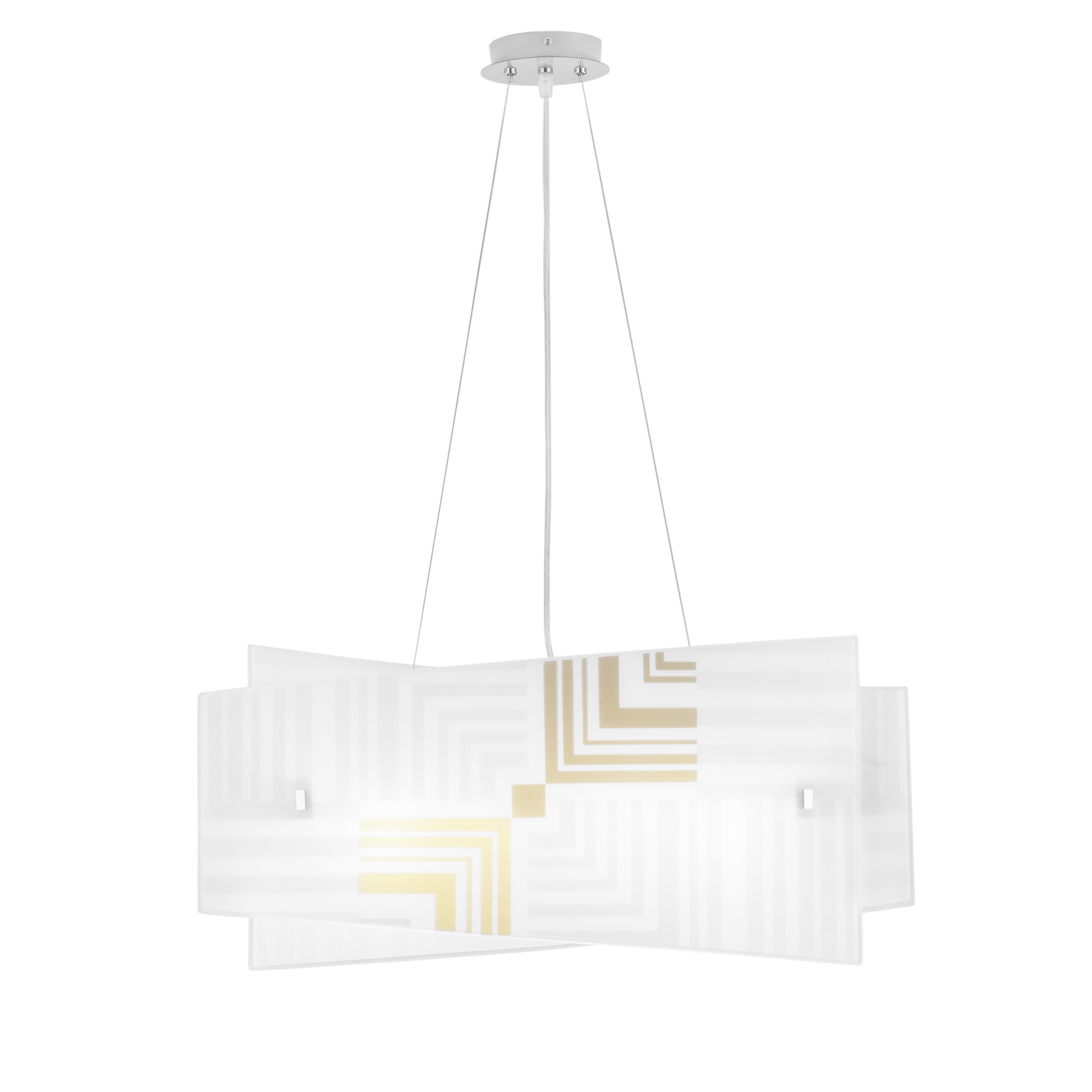 SEVENTY pendant in white glass with gold decoration 4 lights - Luce Ambiente e Design