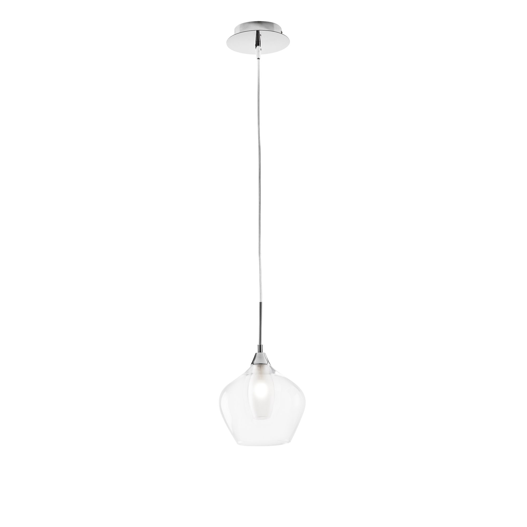 SKYLINE pendant in clear glass with chrome metal frame - Luce Ambiente e Design