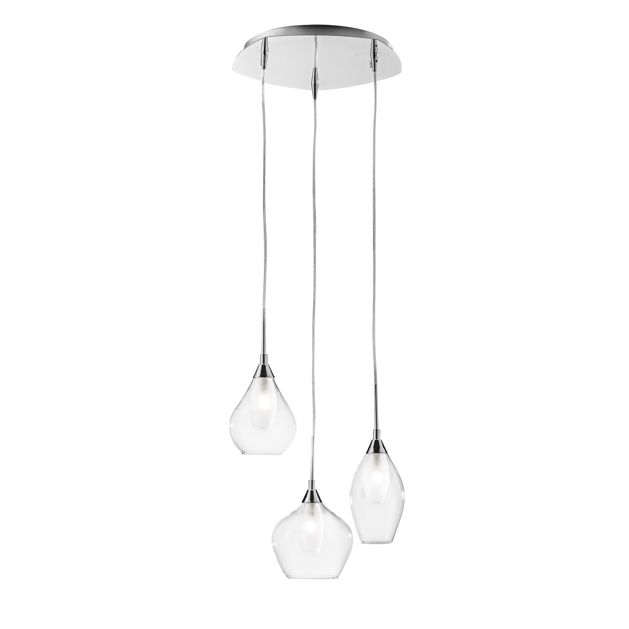 SKYLINE pendant in metal with 3 clear glass diffusers - Luce Ambiente e Design