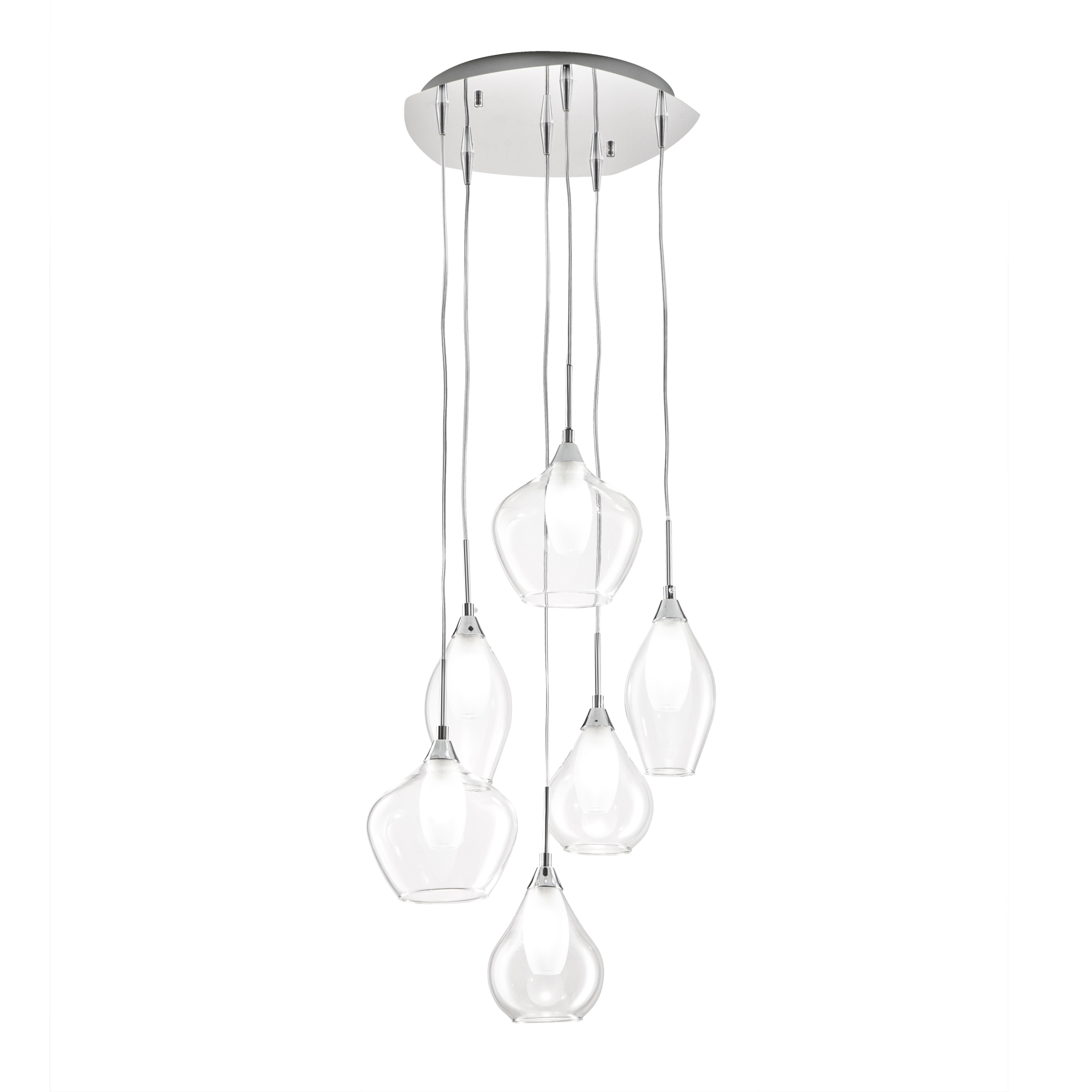 SKYLINE pendant in metal with 6 clear glass diffusers - Luce Ambiente e Design