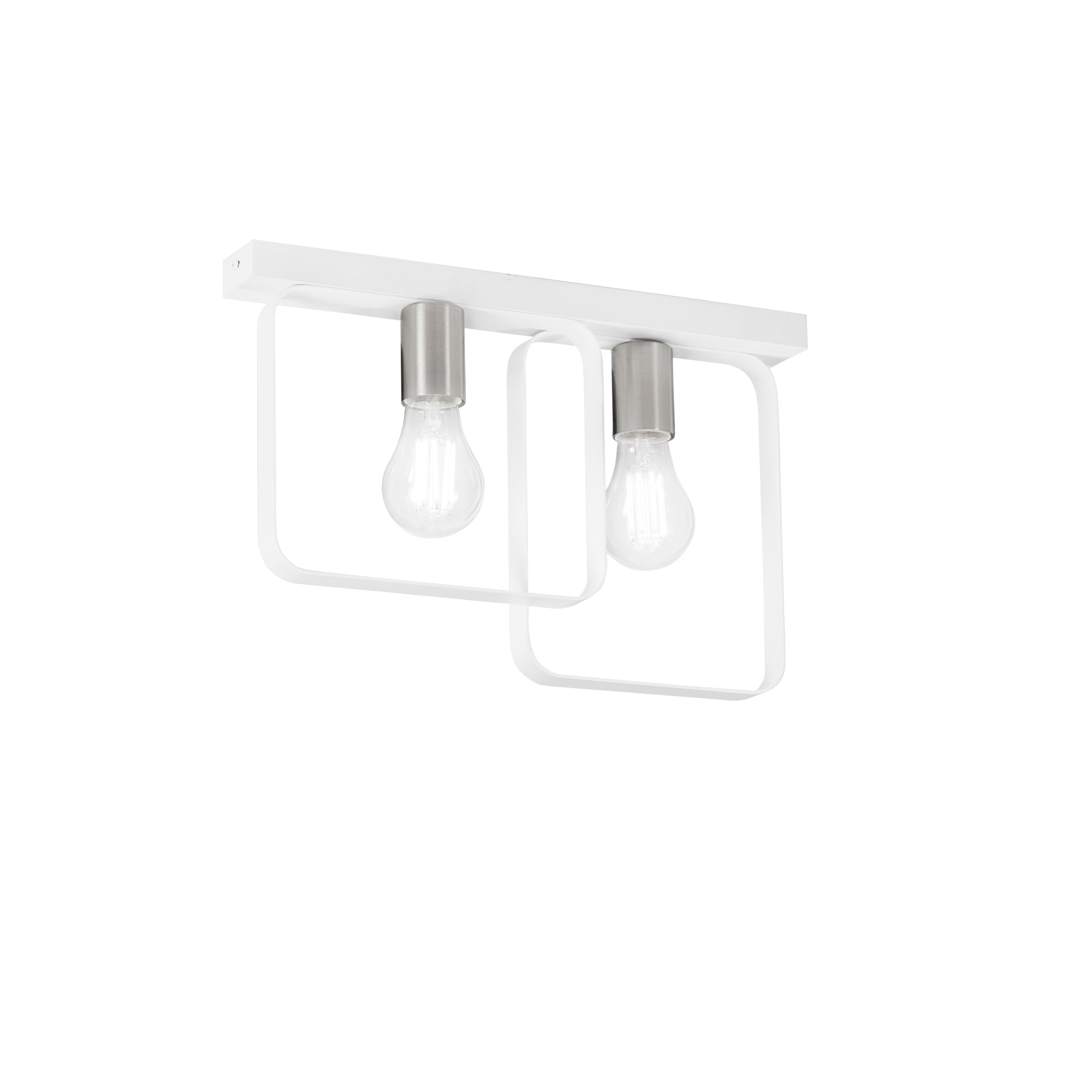 SMITH ceiling light in white and silver metal, 2 lights - Luce Ambiente e Design