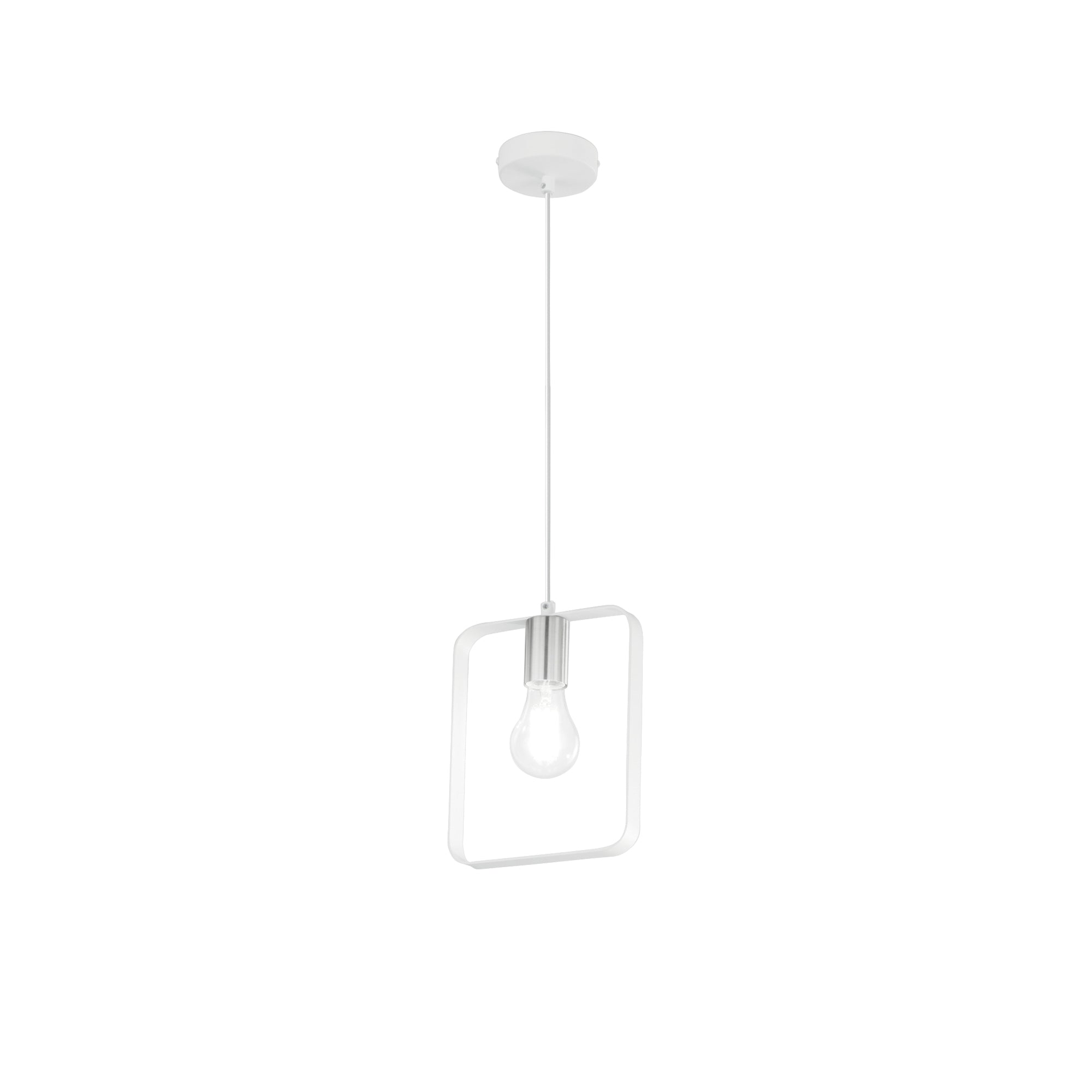 SMITH pendant in white and silver metal 1 light - Luce Ambiente e Design
