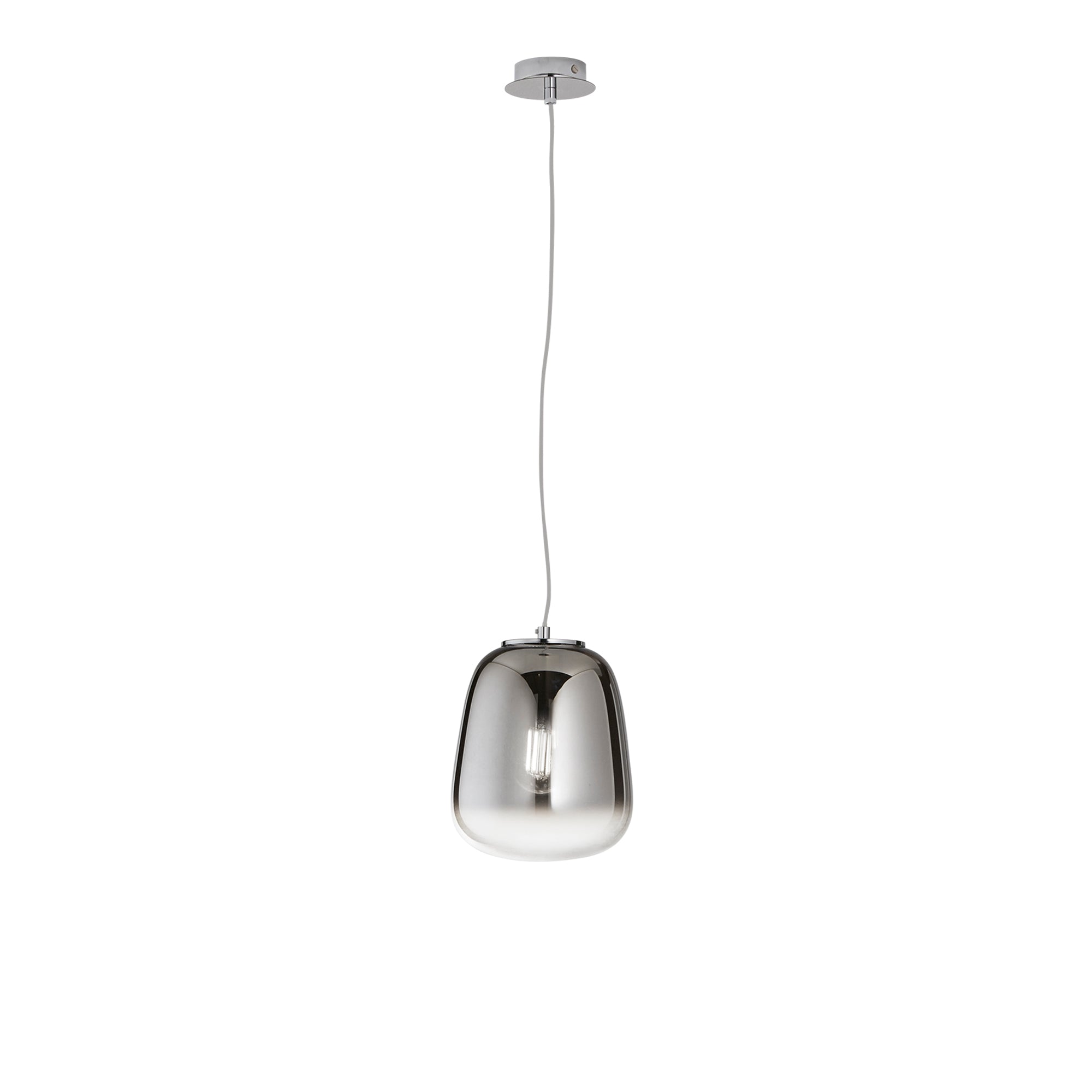 SMOKE pendant light in black metal with 1 smoked grey glass diffuser, 1 light, 19.7 cm Ø - Luce Ambiente e Design