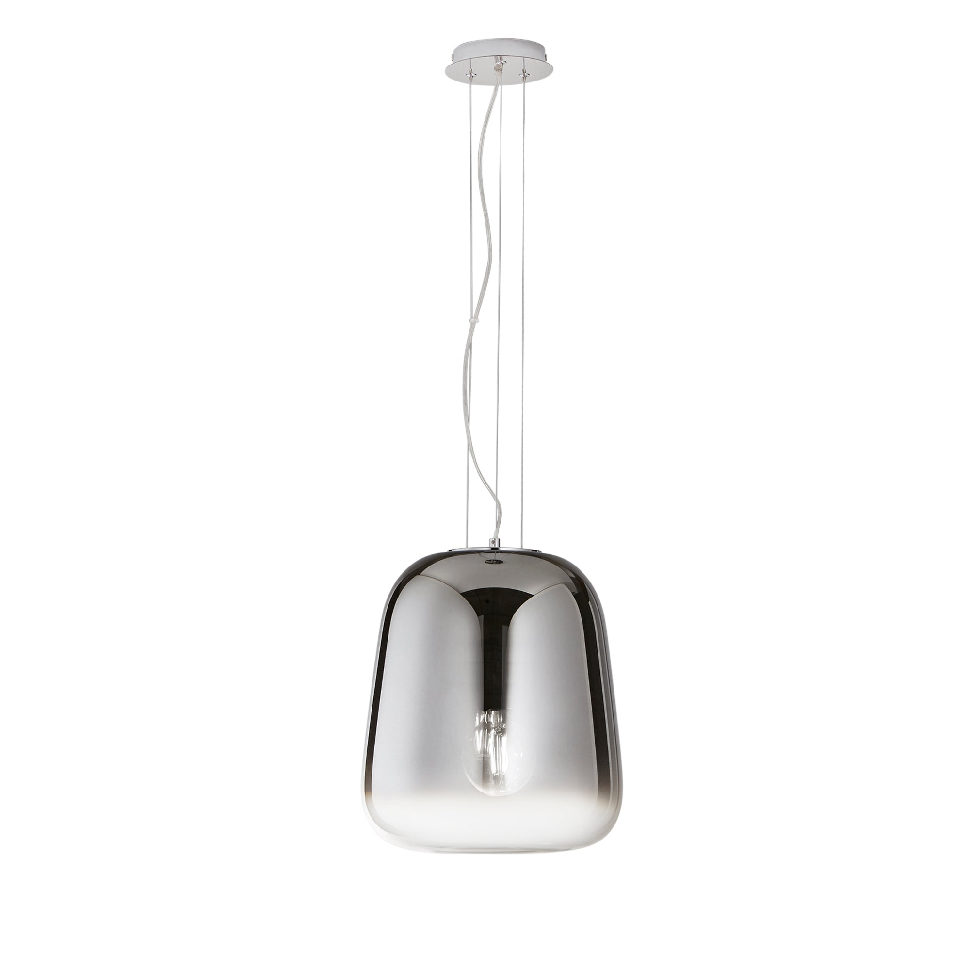 SMOKE pendant in black metal with 1 smoked grey glass diffuser Ø34 cm - Luce Ambiente e Design