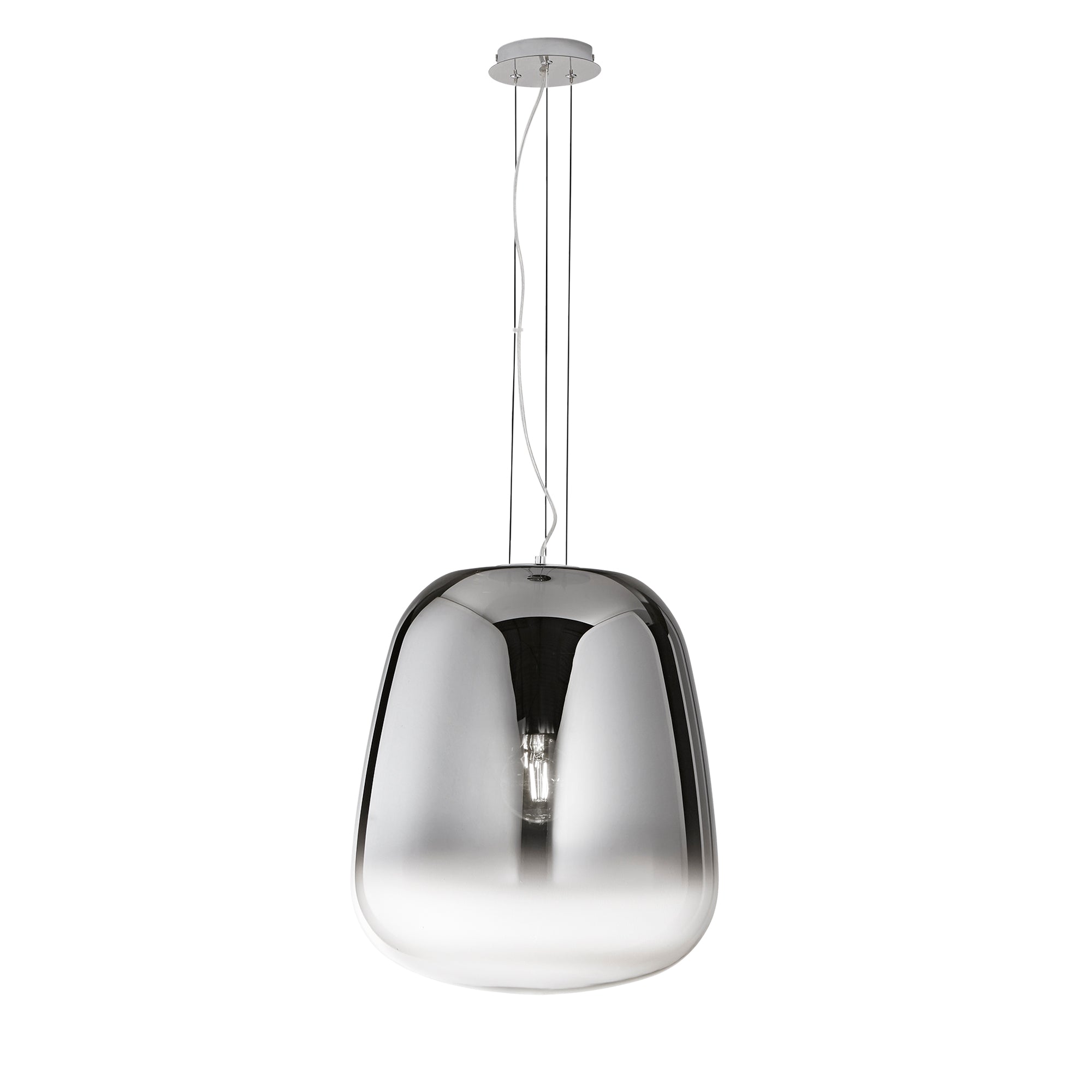 SMOKE pendant in black metal with 1 smoked grey glass diffuser Ø45 cm - Luce Ambiente e Design
