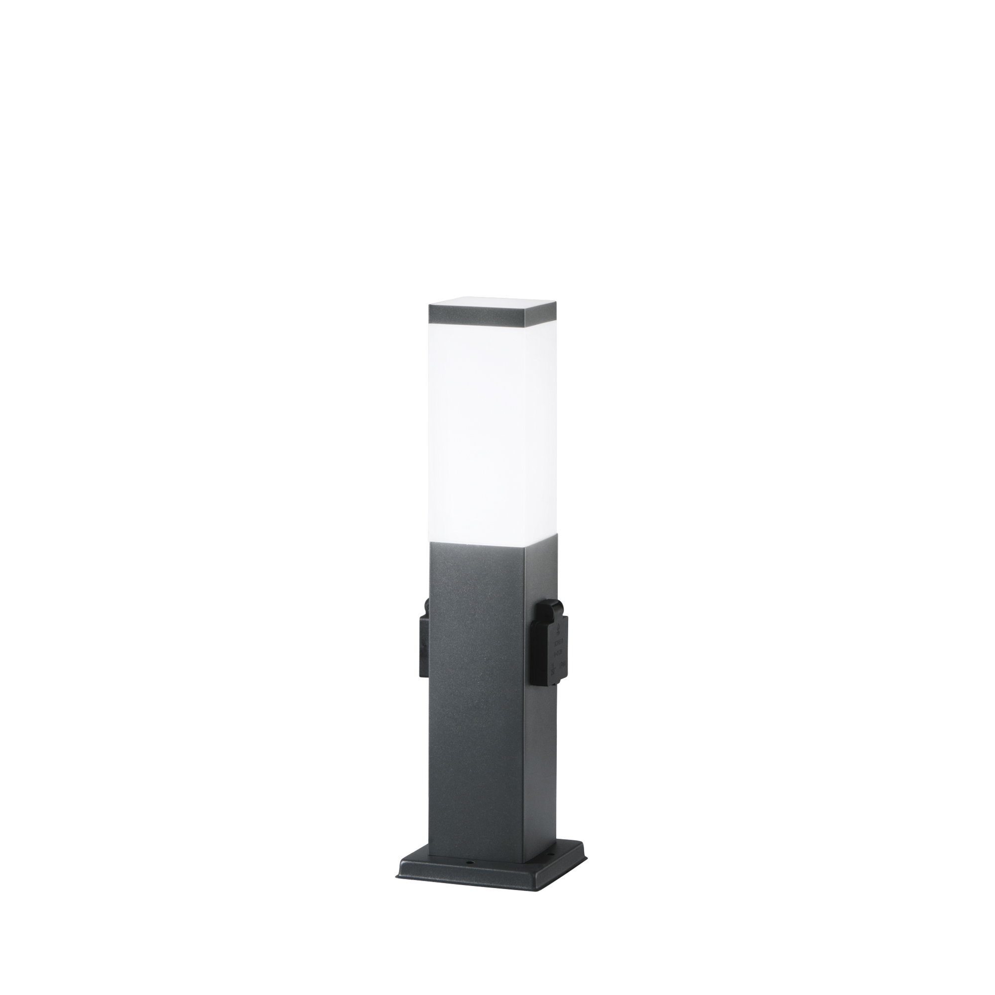 STATION outdoor bollard in anthracite steel with E27 diffuser with socket - Intec