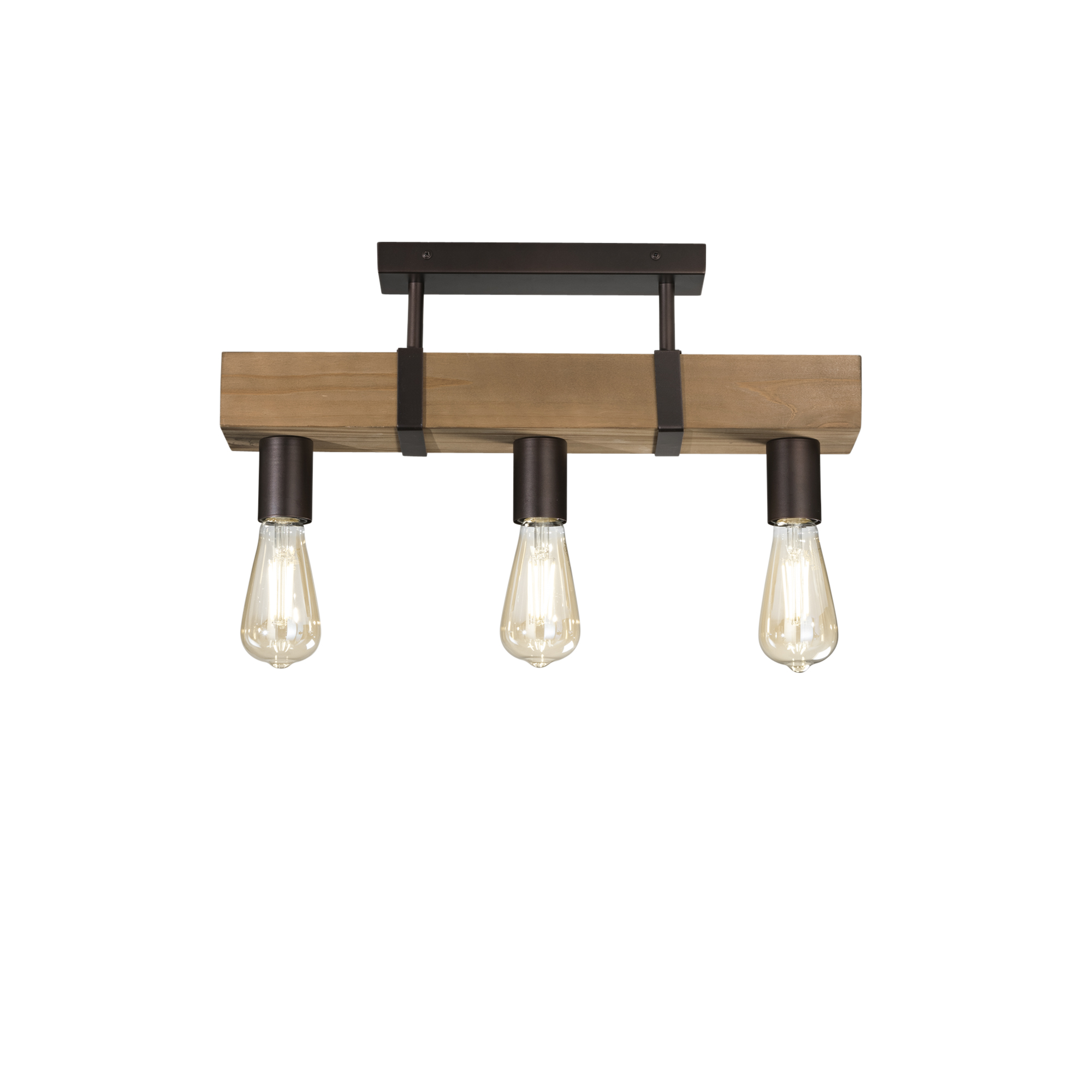 TEXAS wall light in wood and dark metal with 3 lights - Luce Ambiente e Design