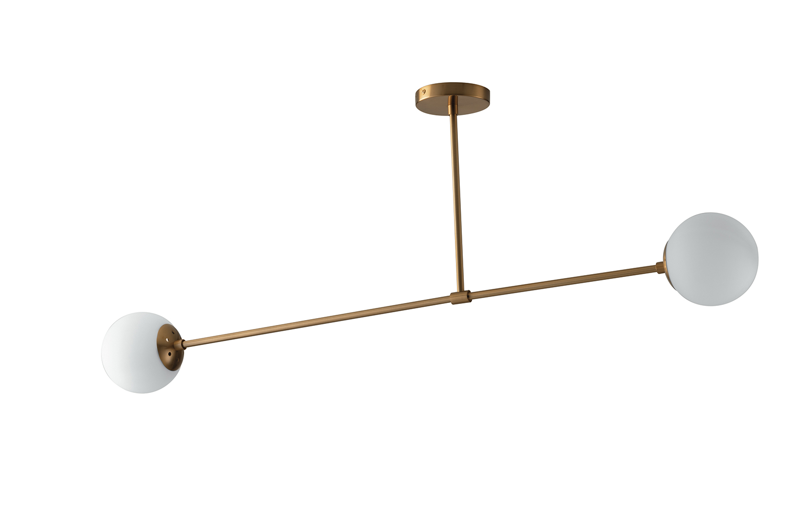 THEMYS pendant in brass metal with 2 glass diffusers - Luce Ambiente e Design
