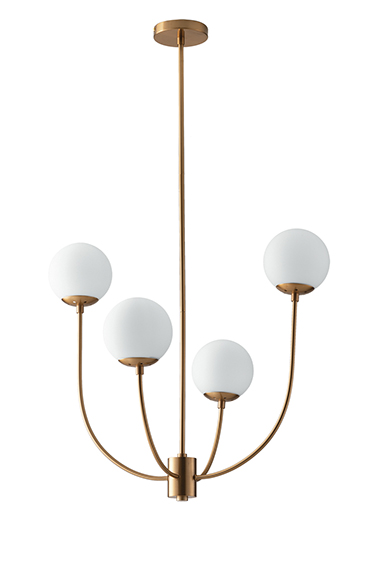 THEMYS pendant in brass metal with 4 glass diffusers - Luce Ambiente e Design