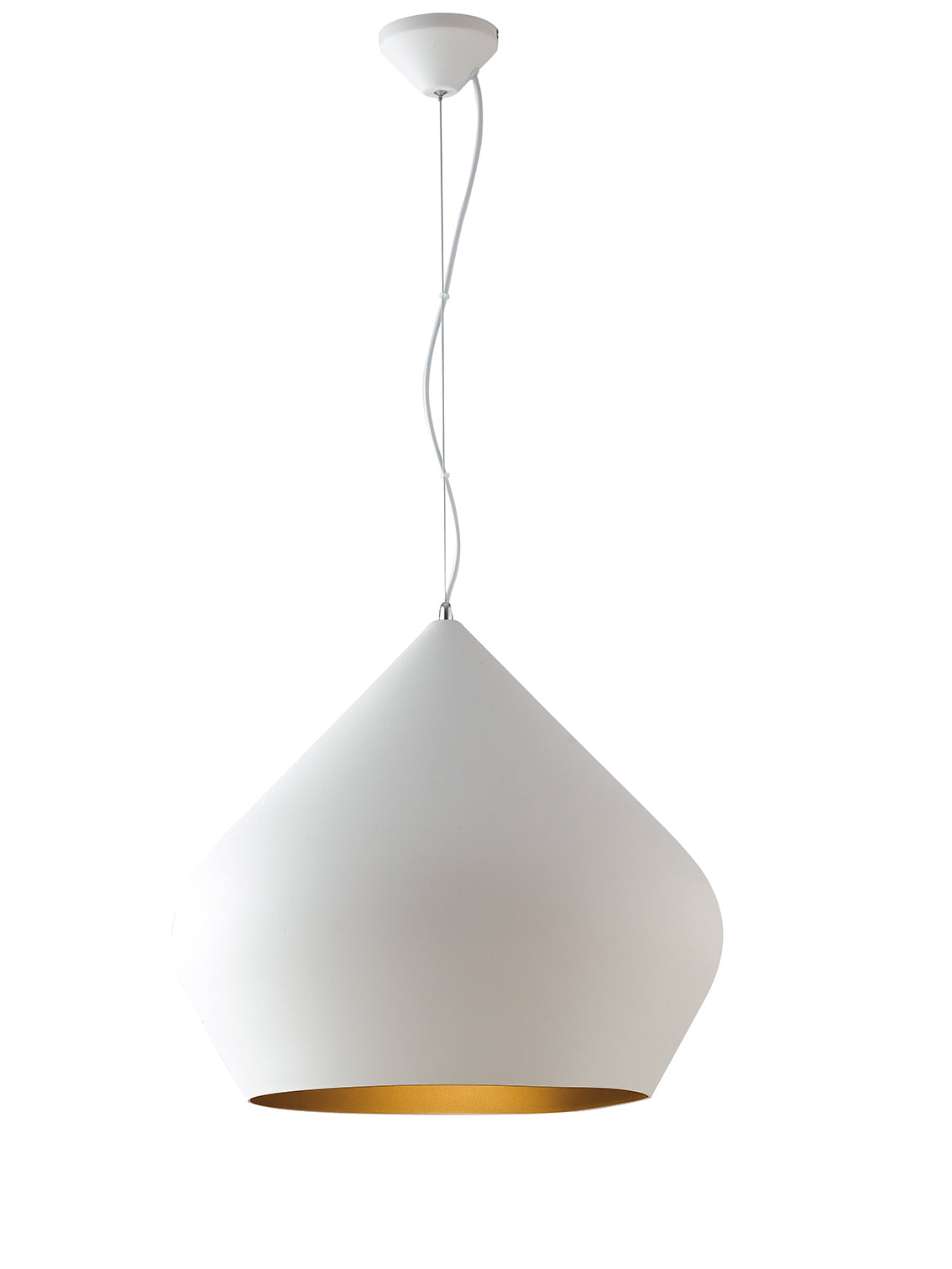 THOLOS pendant chandelier in white metal with gold interior - Luce Ambiente e Design