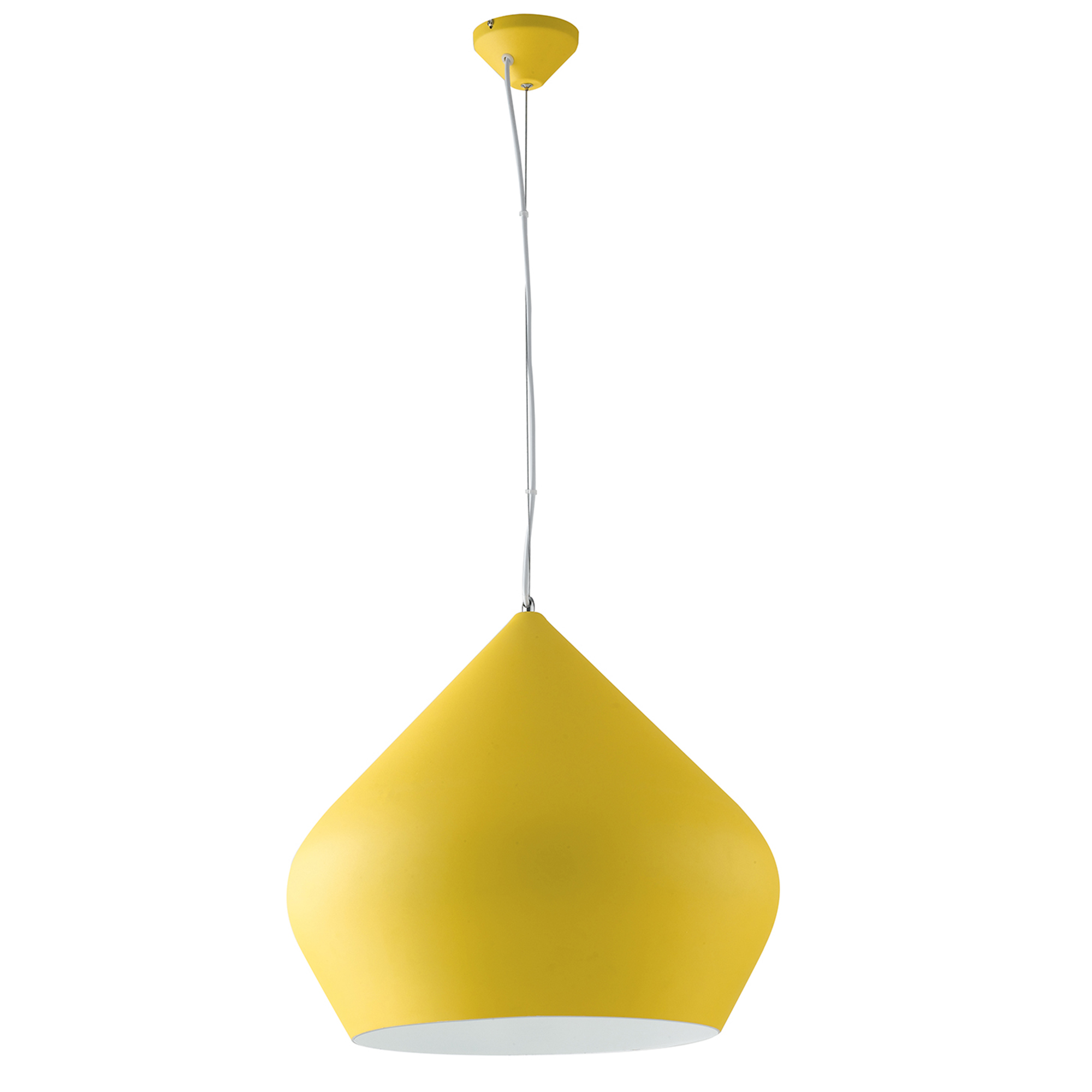 THOLOS pendant chandelier in yellow metal with white interior - Luce Ambiente e Design
