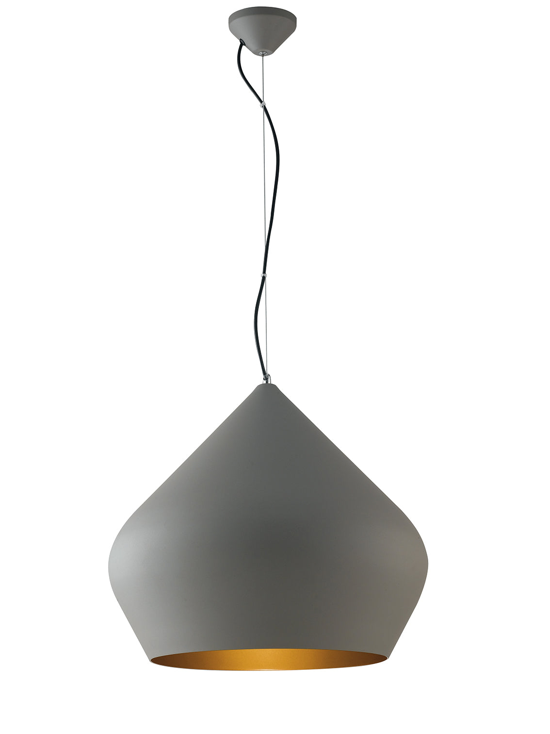 THOLOS pendant chandelier in grey metal with gold interior - Luce Ambiente e Design
