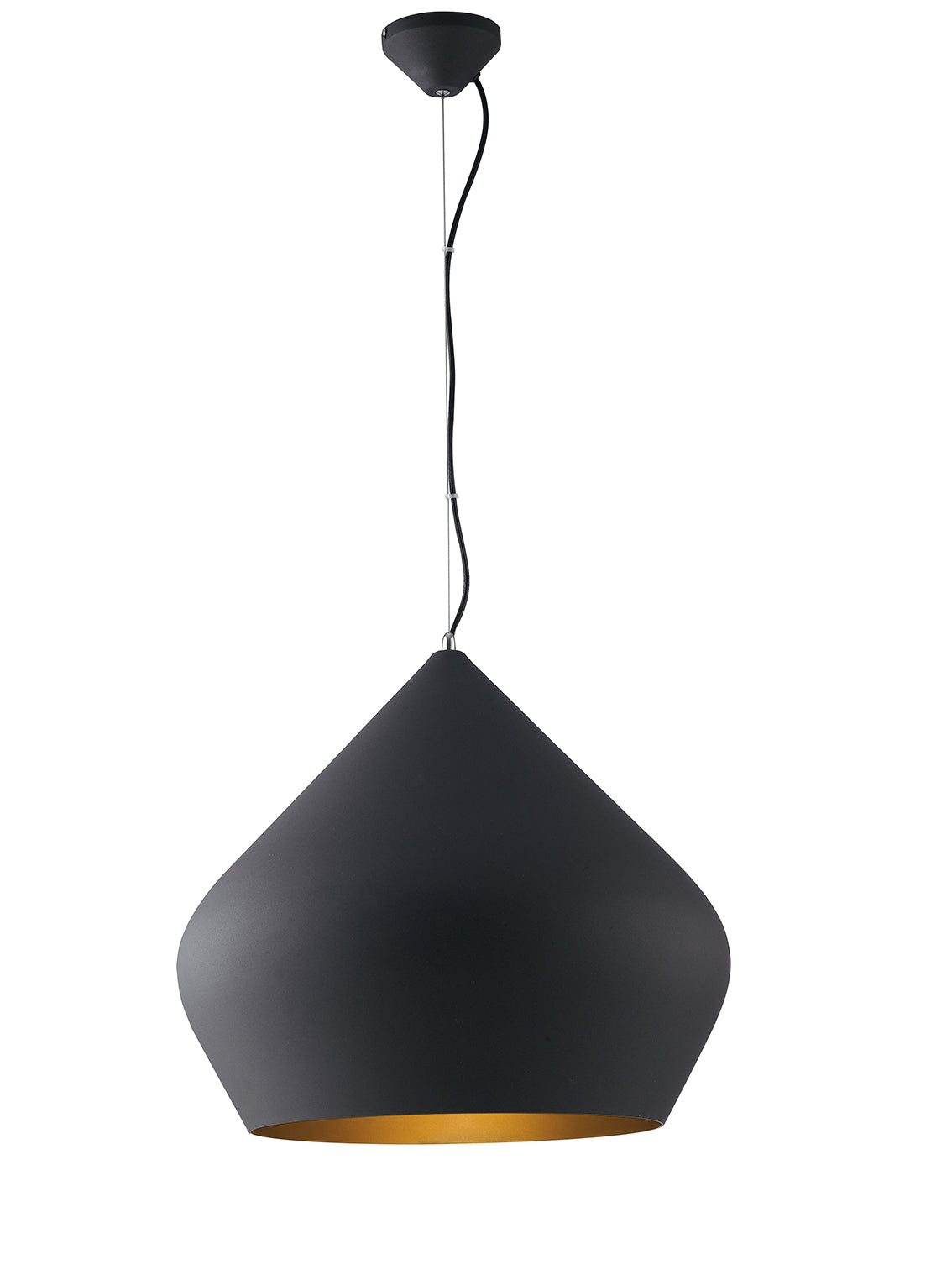 THOLOS pendant chandelier in black metal with gold interior - Luce Ambiente e Design