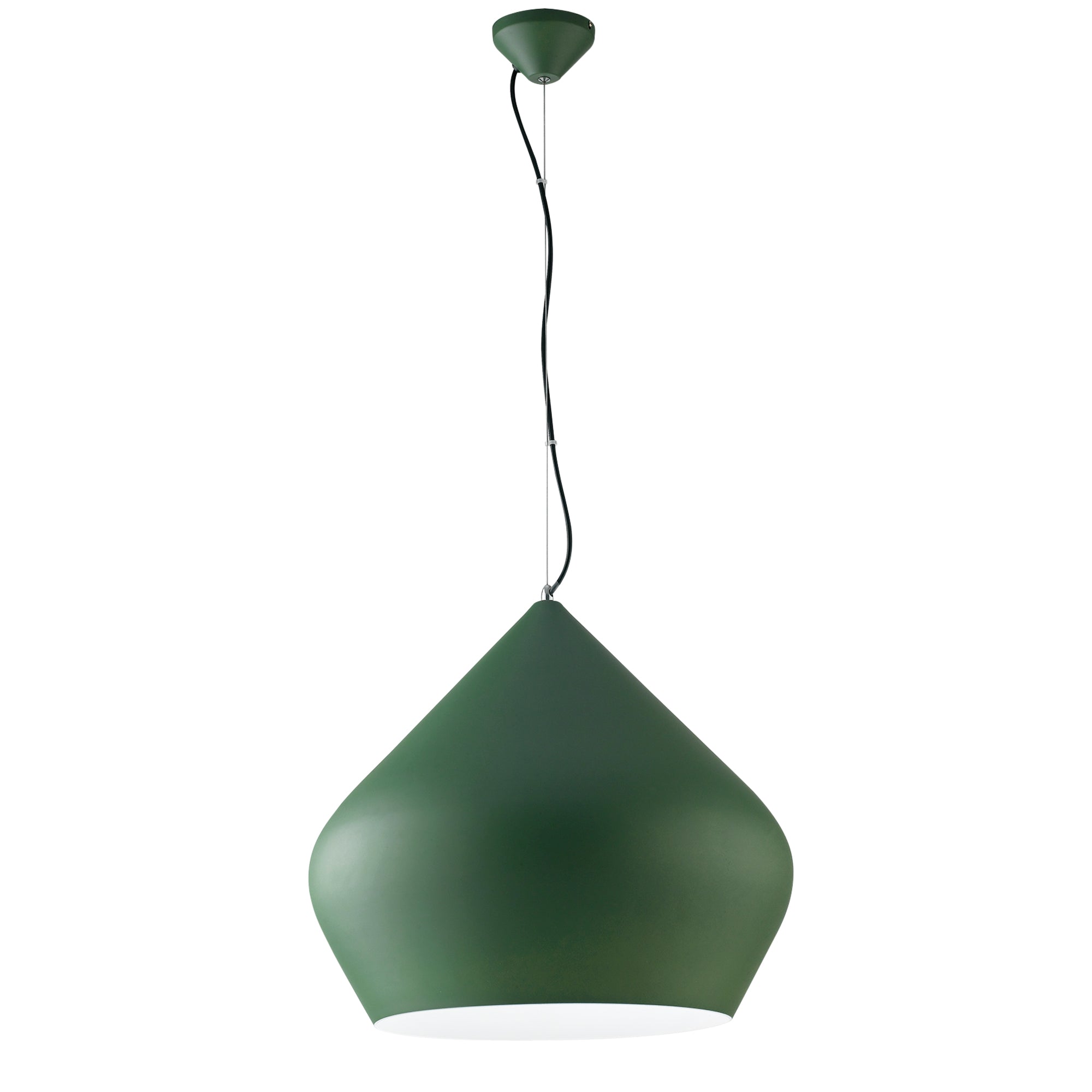 THOLOS pendant chandelier in green metal with white interior - Luce Ambiente e Design