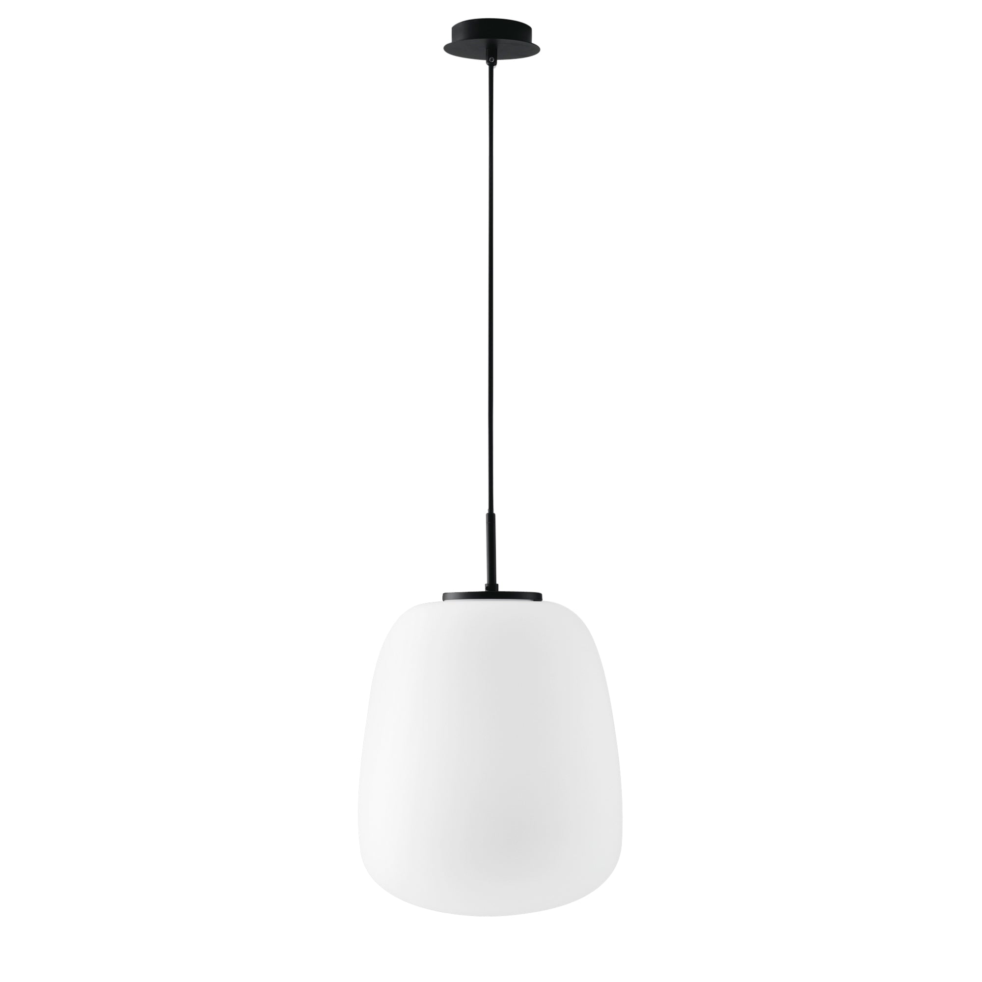 TOLOMEO pendant in white glass with metal frame Ø32 cm - Luce Ambiente e Design