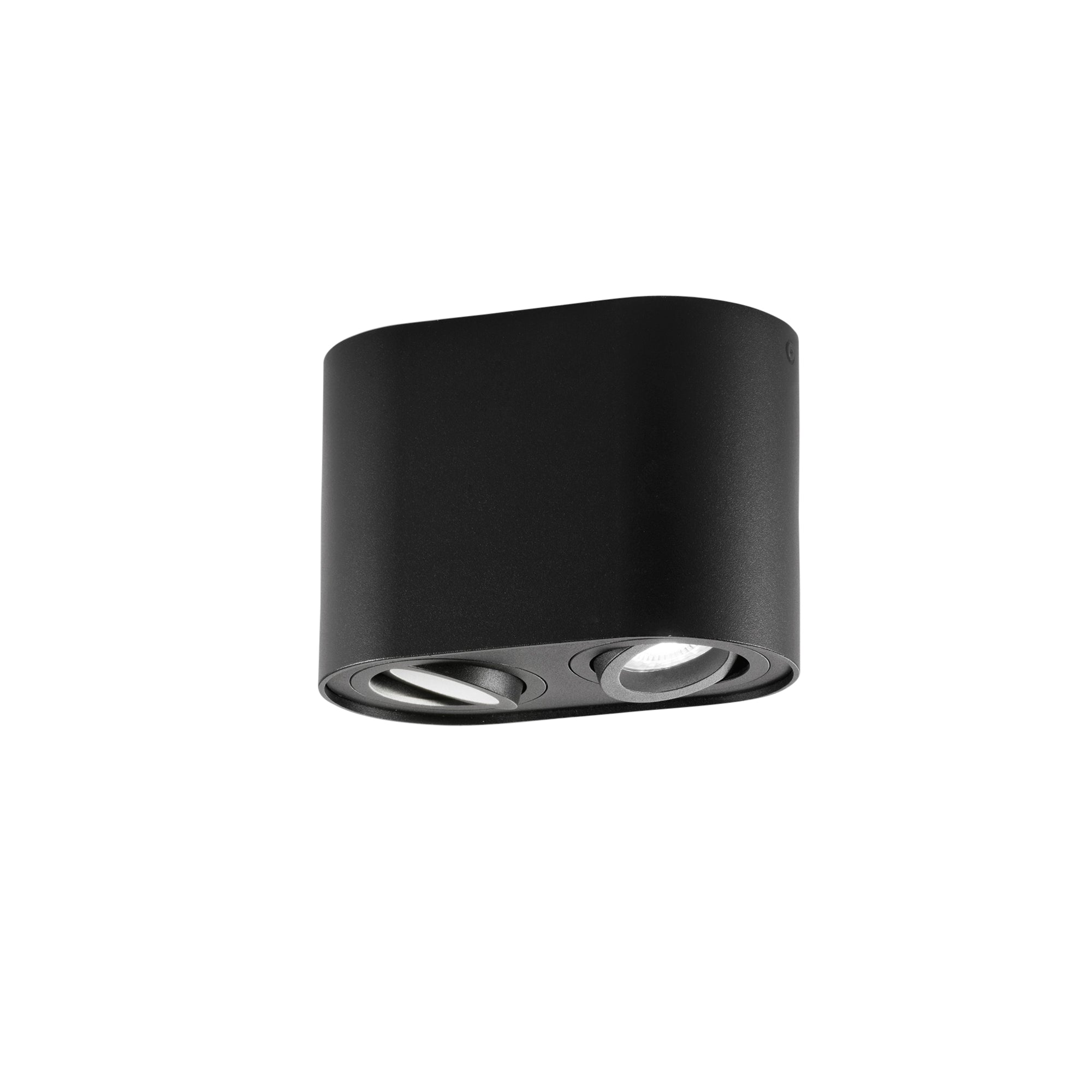 TOWN round ceiling light in black aluminum with two adjustable trims - Intec