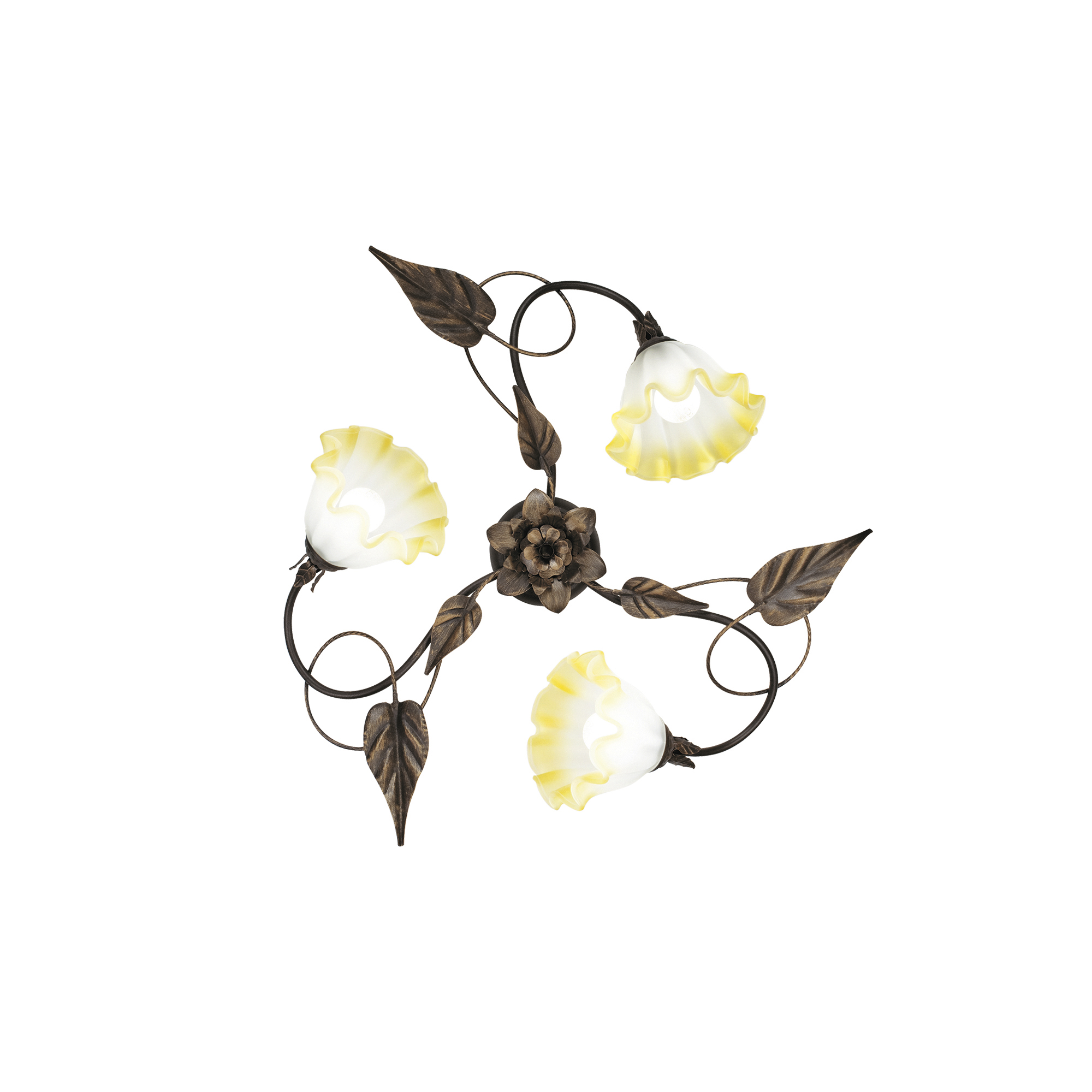 TRISTANO ceiling light in brown metal with 3 glass diffusers - Luce Ambiente e Design
