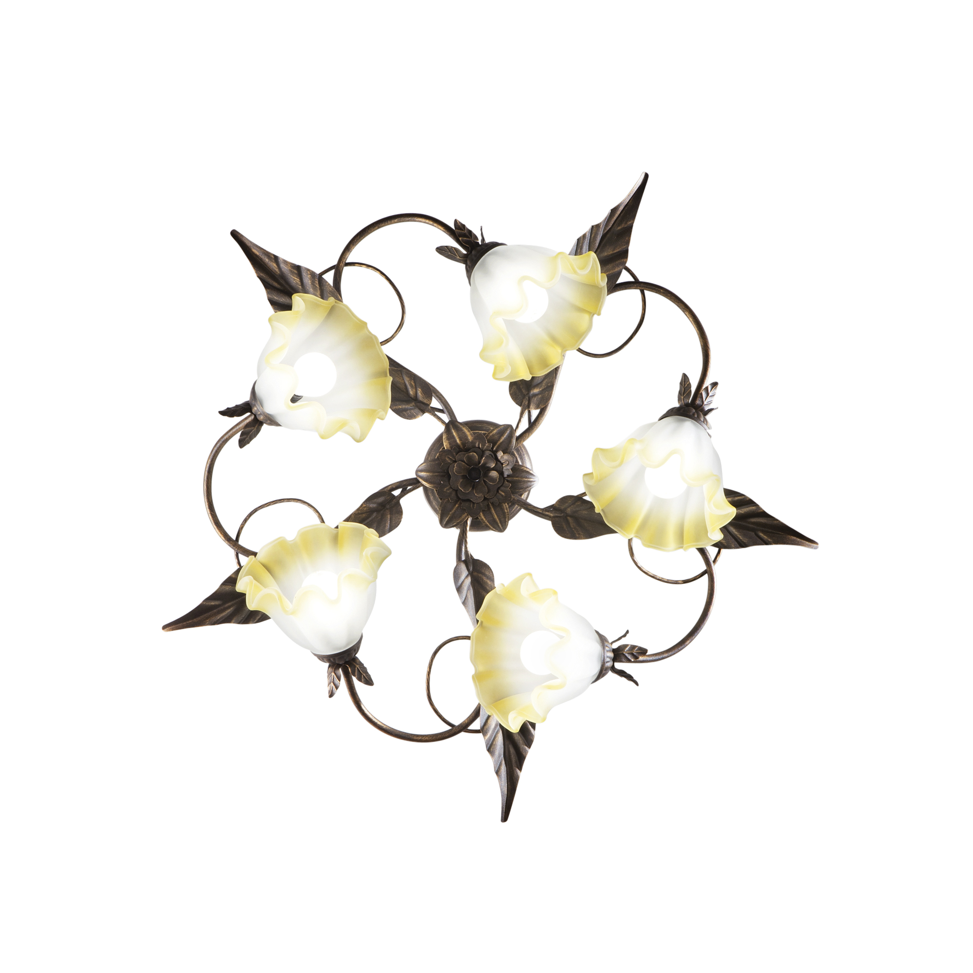 TRISTANO ceiling light in brown metal with 5 glass diffusers - Luce Ambiente e Design