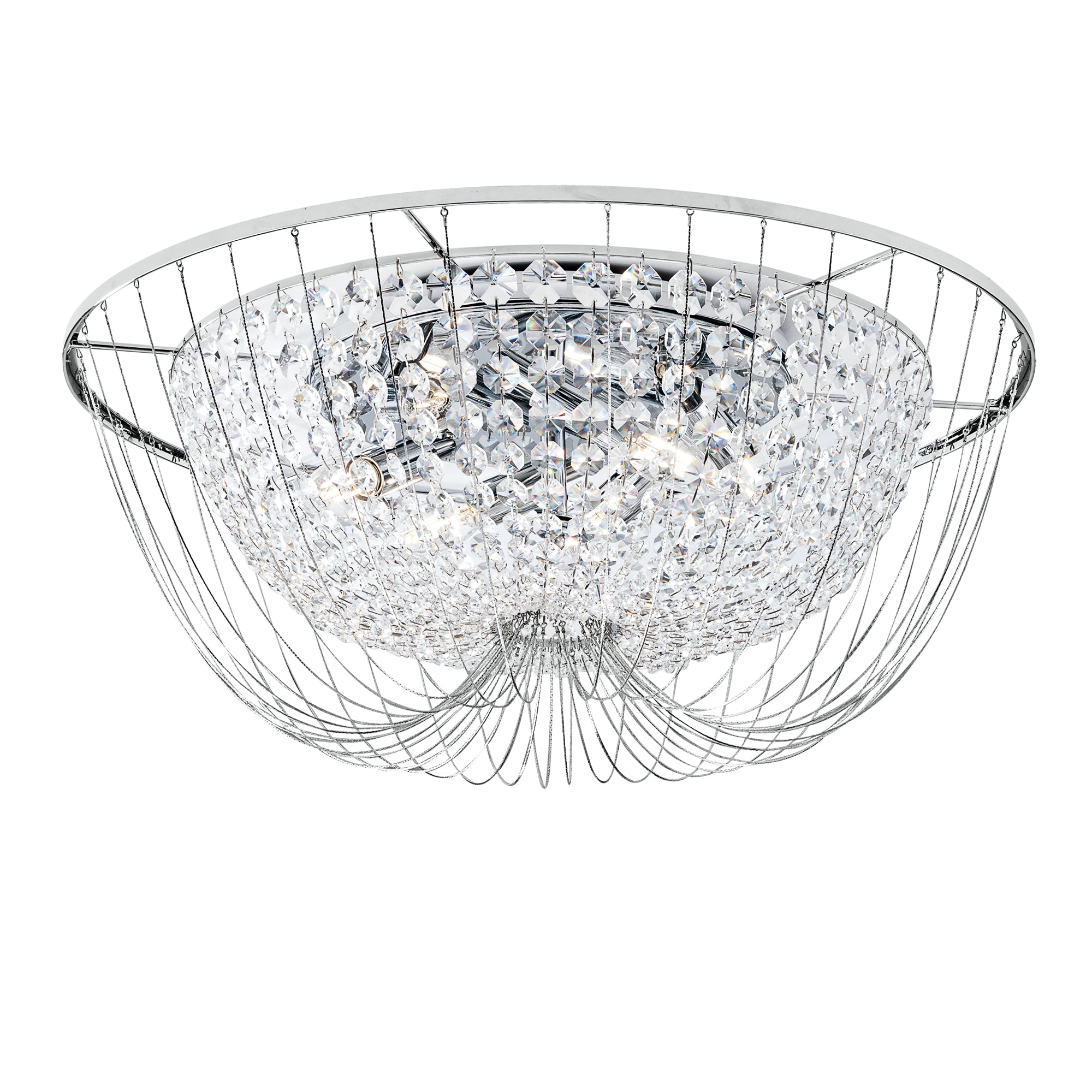 VIENNA ceiling light in chrome metal with crystals Ø 60 cm - Luce Ambiente e Design