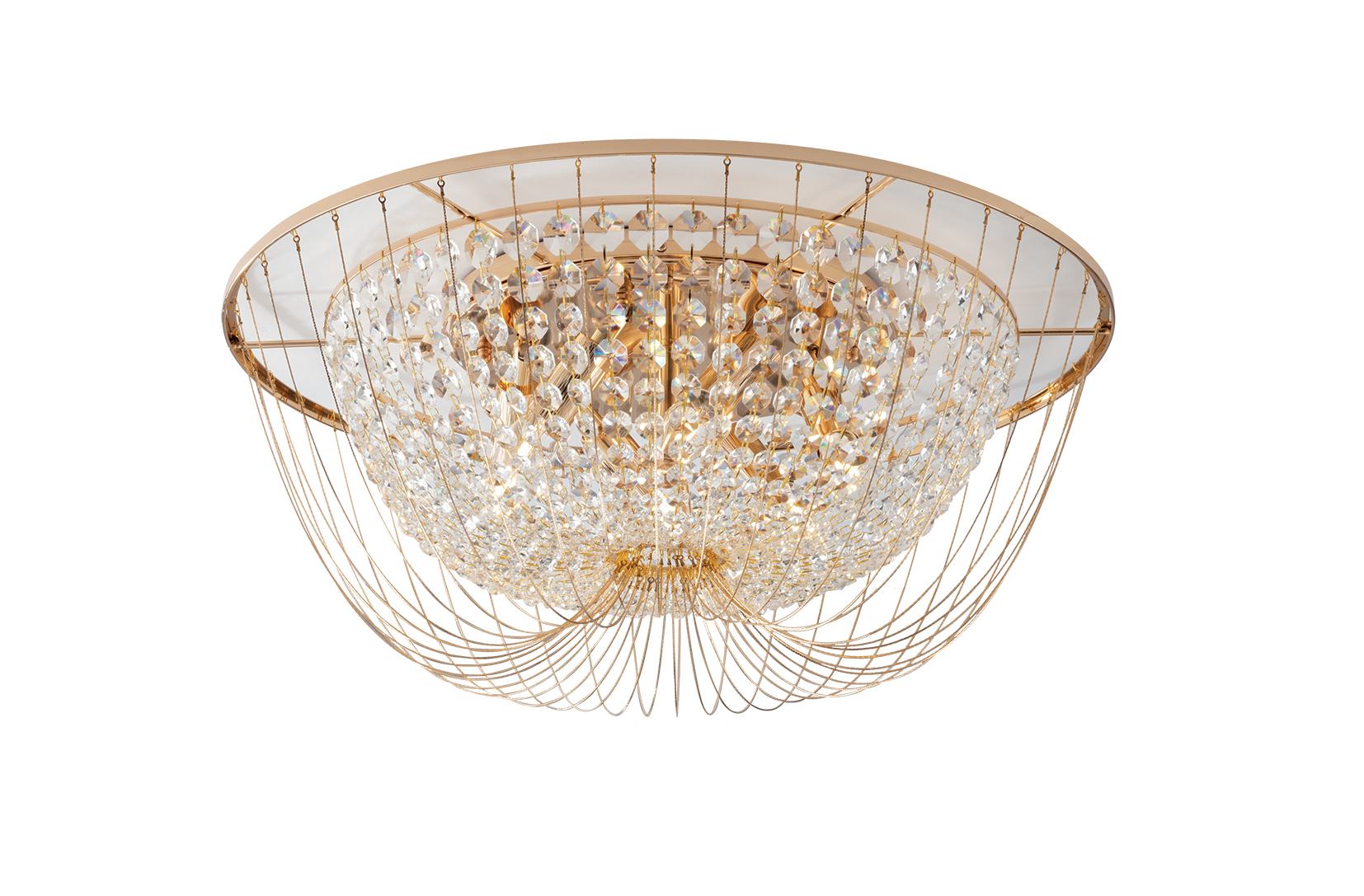 VIENNA ceiling light in gold metal with crystals Ø 60 cm - Luce Ambiente e Design