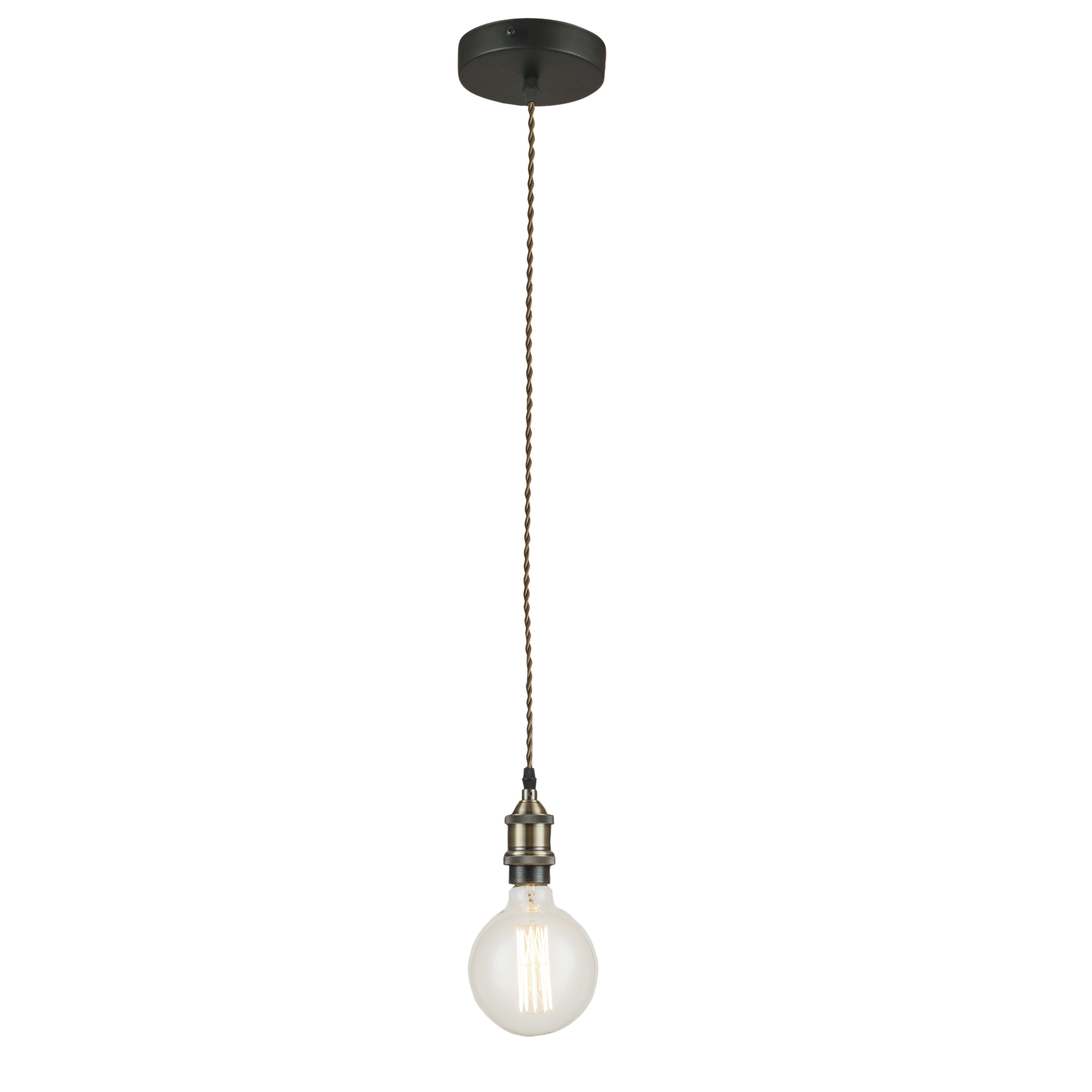 VINTAGE pendant with fabric cable and copper aluminium socket - Luce Ambiente e Design