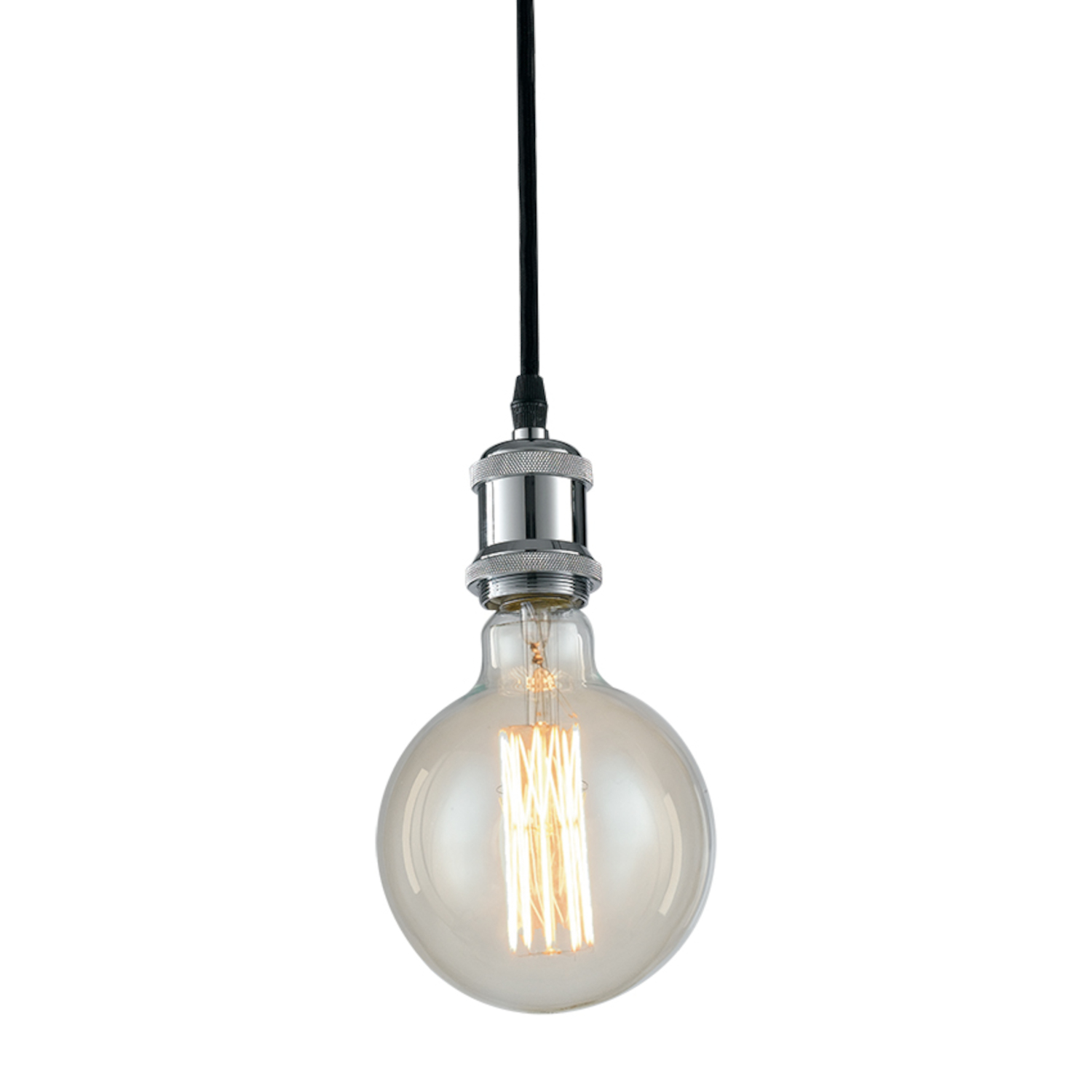 VINTAGE pendant with fabric cable and chrome aluminium socket - Luce Ambiente e Design